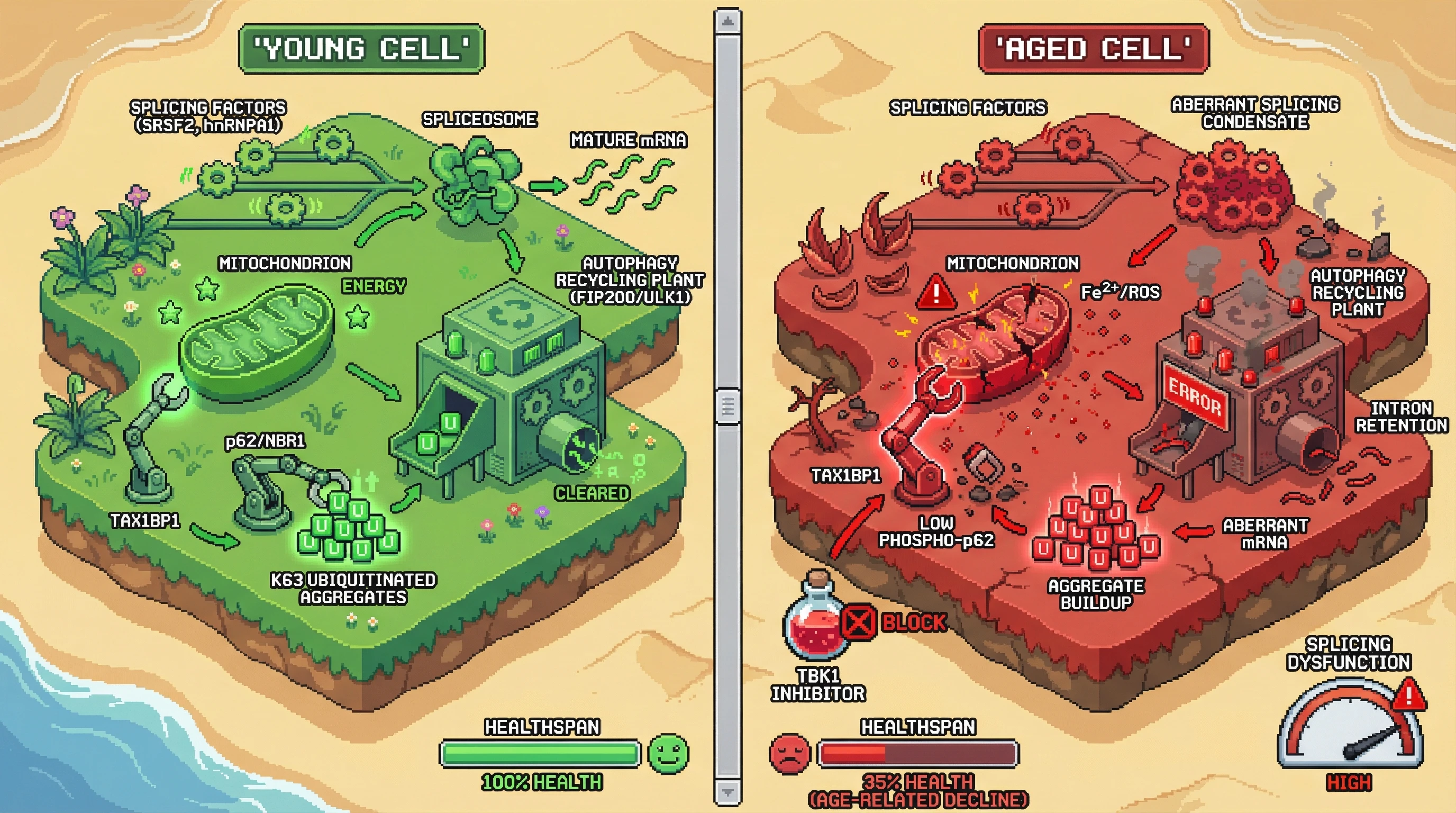 Infographic for: Hierarchy Inversion in Selective Autophagy Drives Age-Associated Splicing Dysfunction