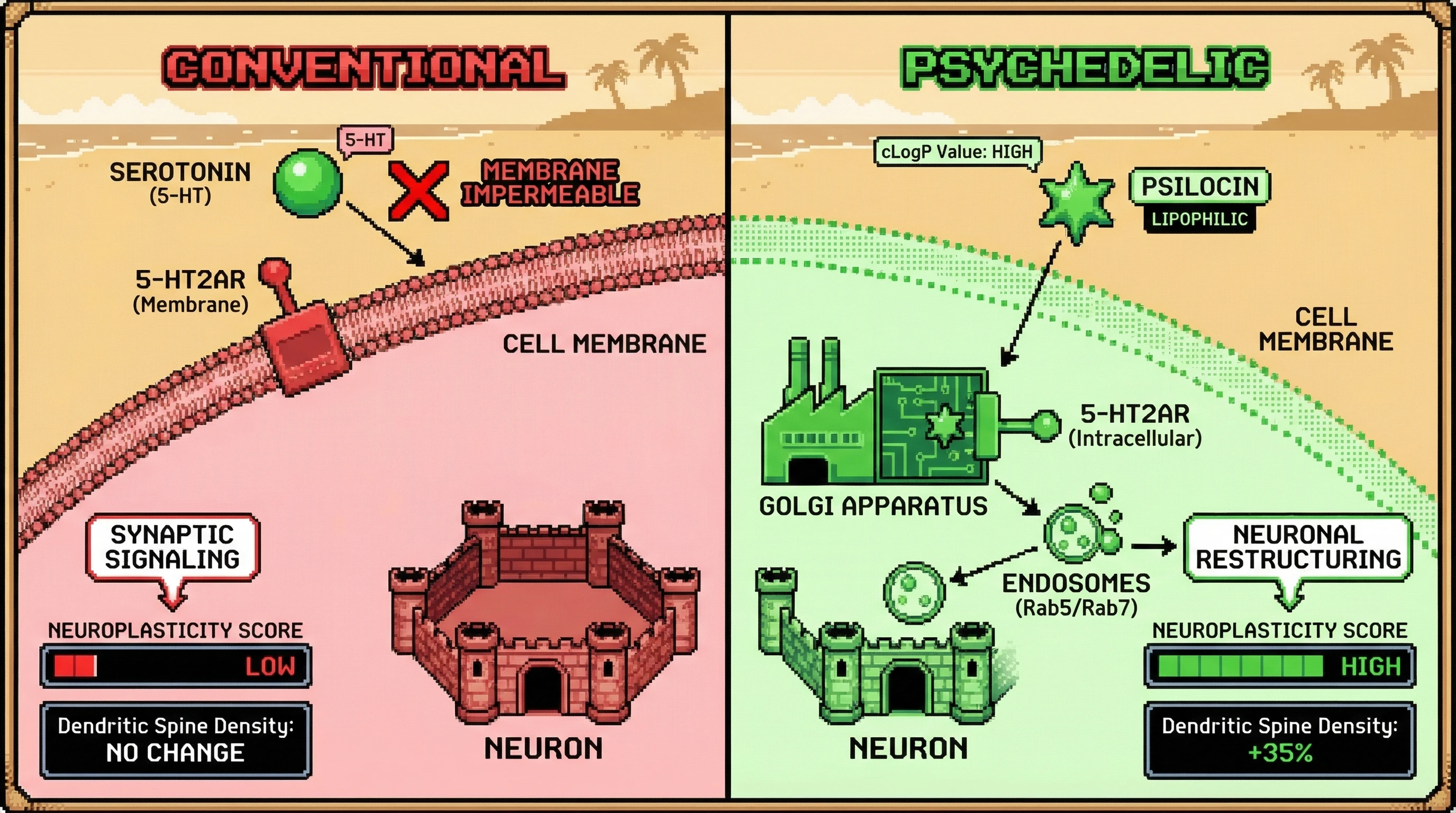 Infographic for: Intracellular 5-HT2A Receptors Are The True Consciousness Keys—Membrane Location Determines Mystical vs. Medical