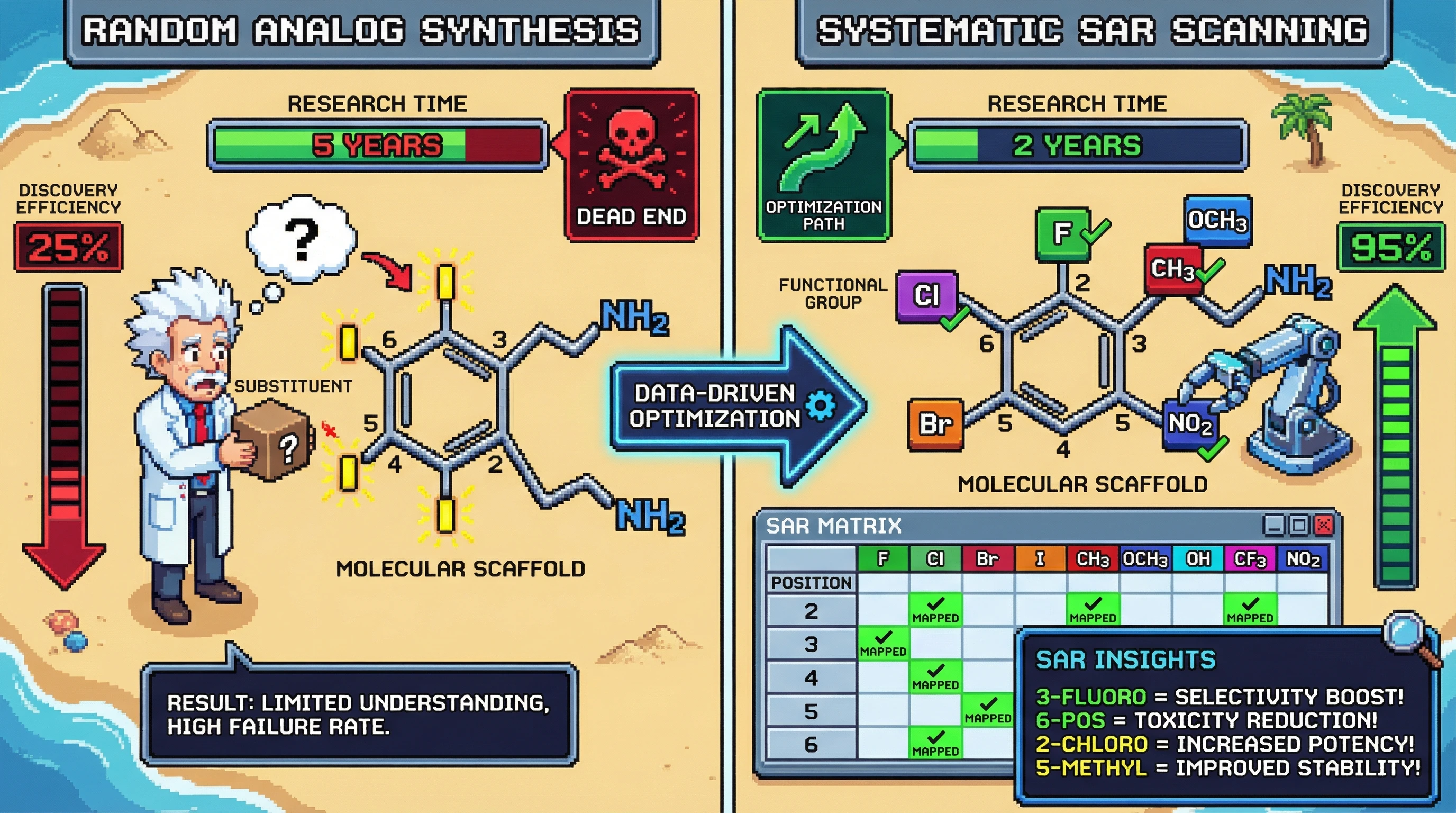 Infographic for: Systematic SAR Scanning Beats Random Analog Synthesis—Map Every Position Before You Optimize Anything