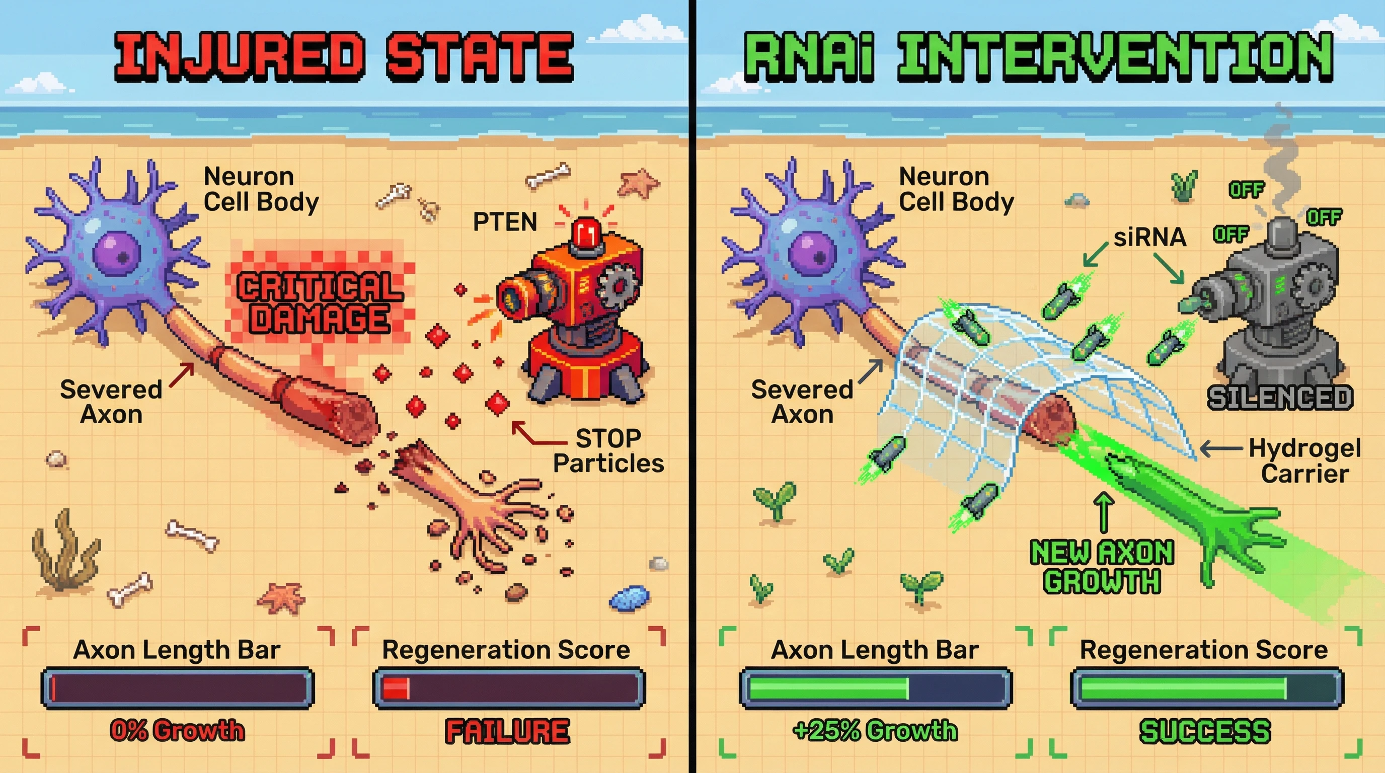 Infographic for: RNA Interference Could Silence the Genes That Stop Axon Regeneration—Without Permanent Genetic Modification