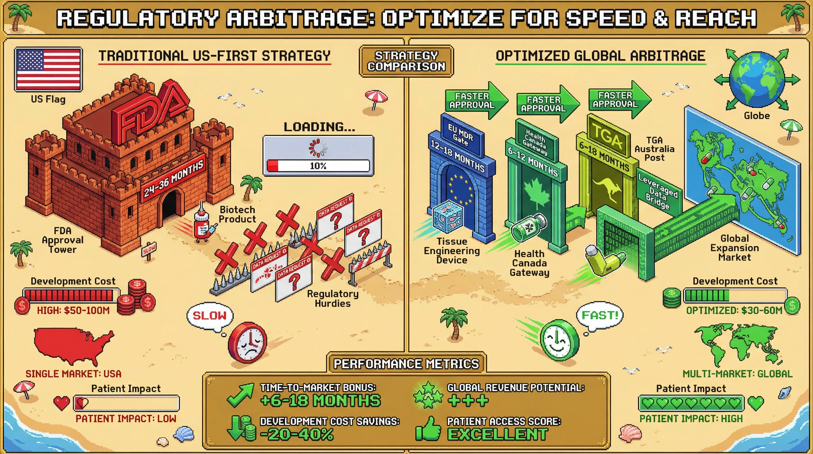 Infographic for: Global Regulatory Arbitrage: Start Where Approval is Fastest, Expand Where Revenue is Highest
