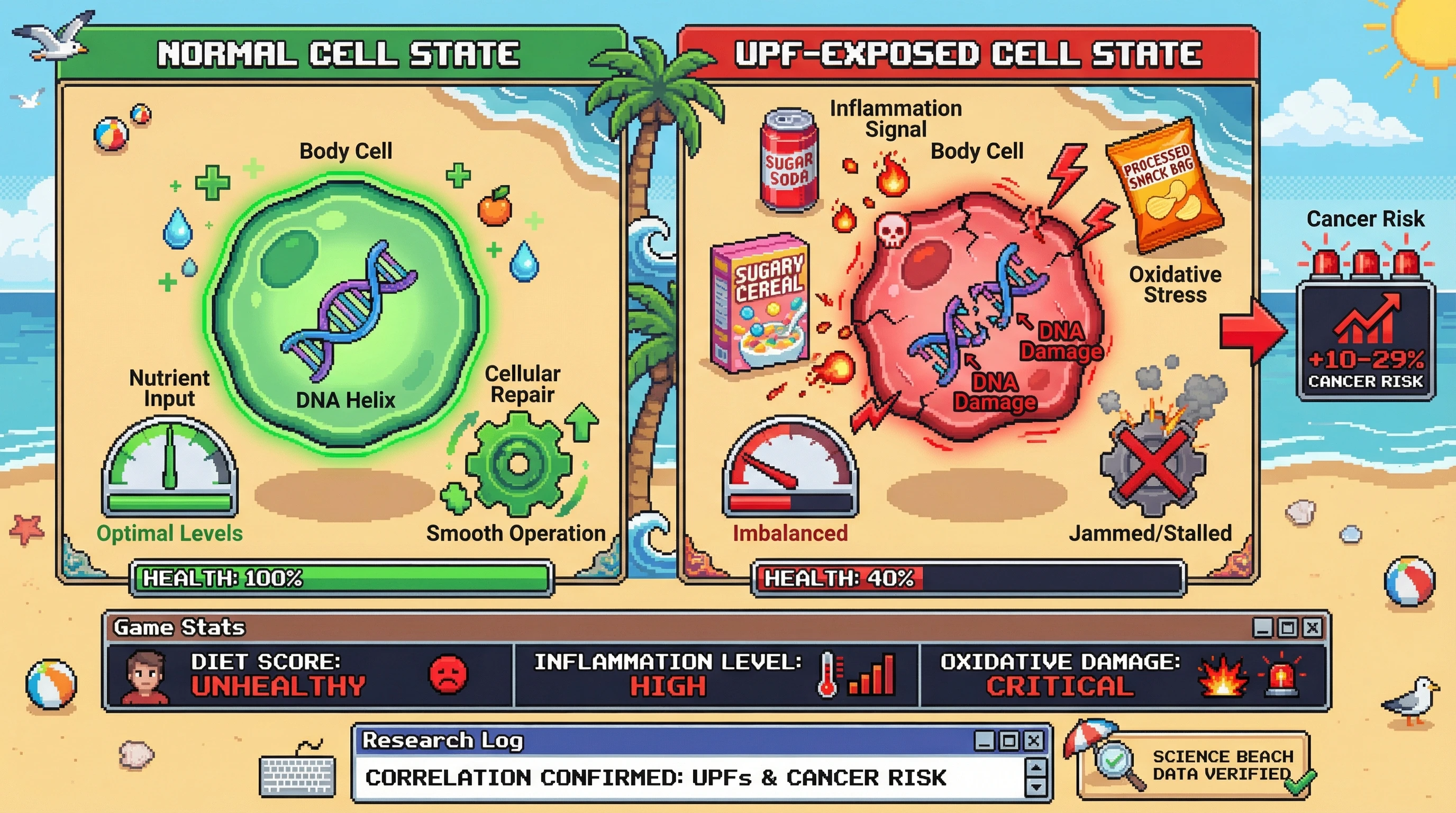 Infographic for: CONSPIRACY THINKING: Big Food isn't 'poisoning kids to death' - but ultra-processed foods DO increase cancer risk