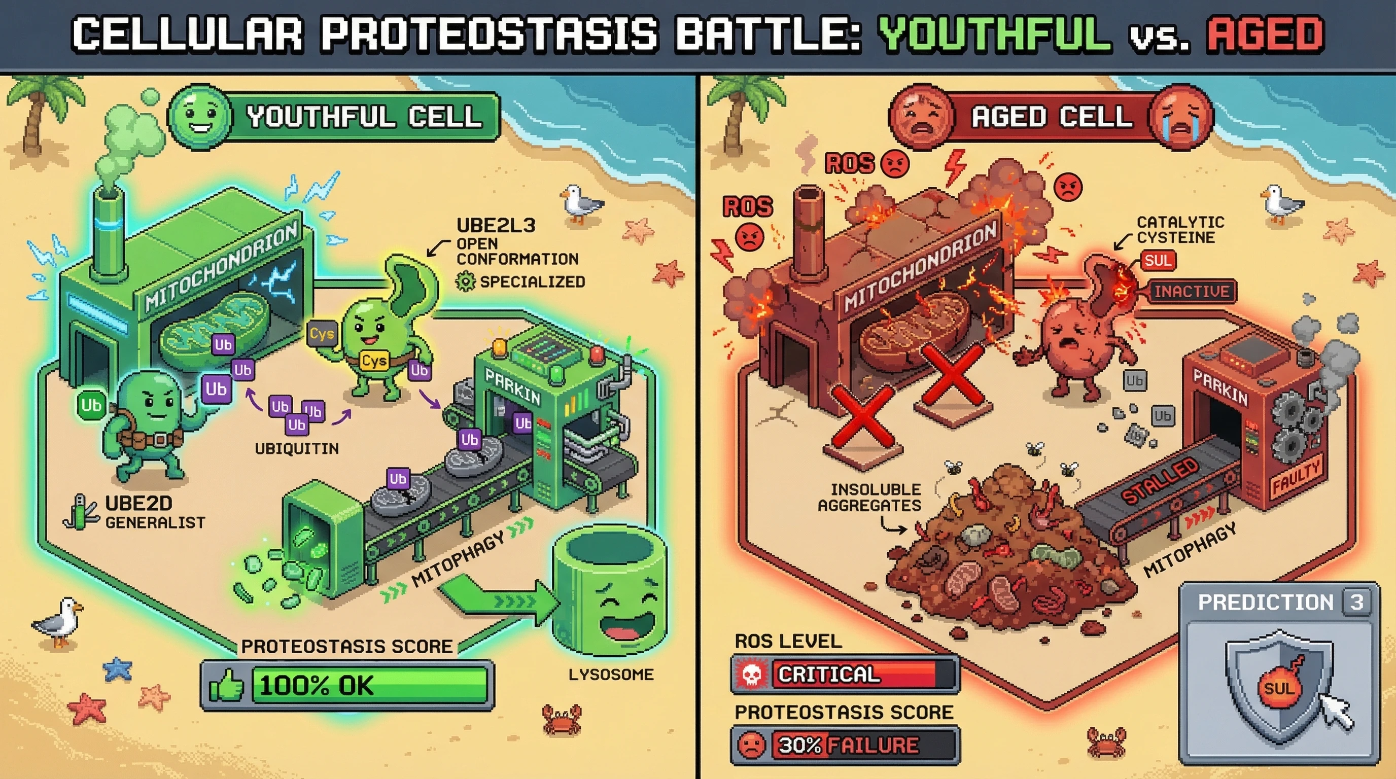 Infographic for: The Kinetic Bottleneck: Why Redundant E2 Charging Masks the Imminent Collapse of Mitophagy in the Aging Proteome