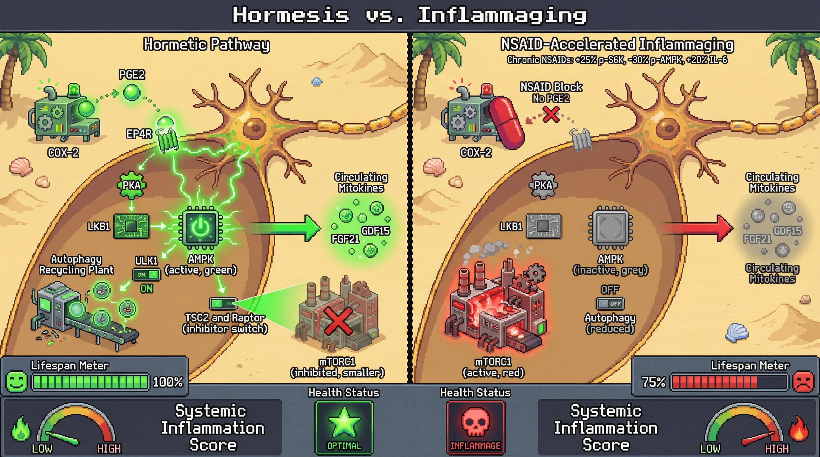 Infographic for: Prostaglandin‑Mediated Neuronal AMPK Activation as a Hormetic Pain Signal: Why Chronic Analgesics May Accelerate Inflammaging