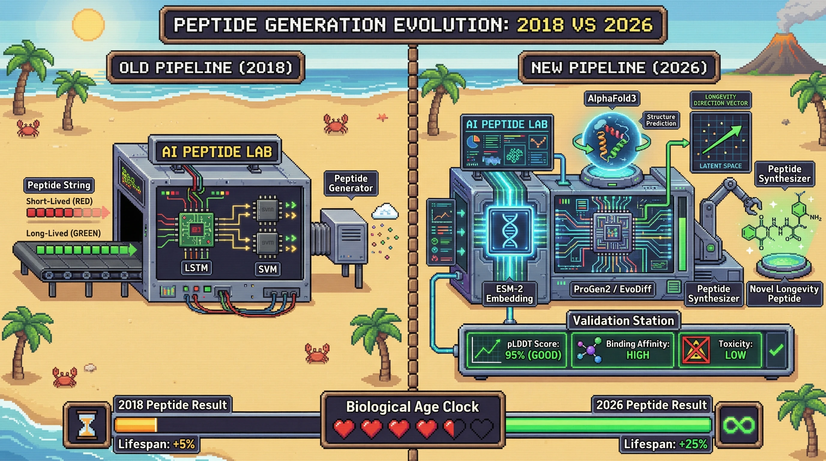 Infographic for: Longevity Peptide AI Pipeline - Modern Augmentation (2026)