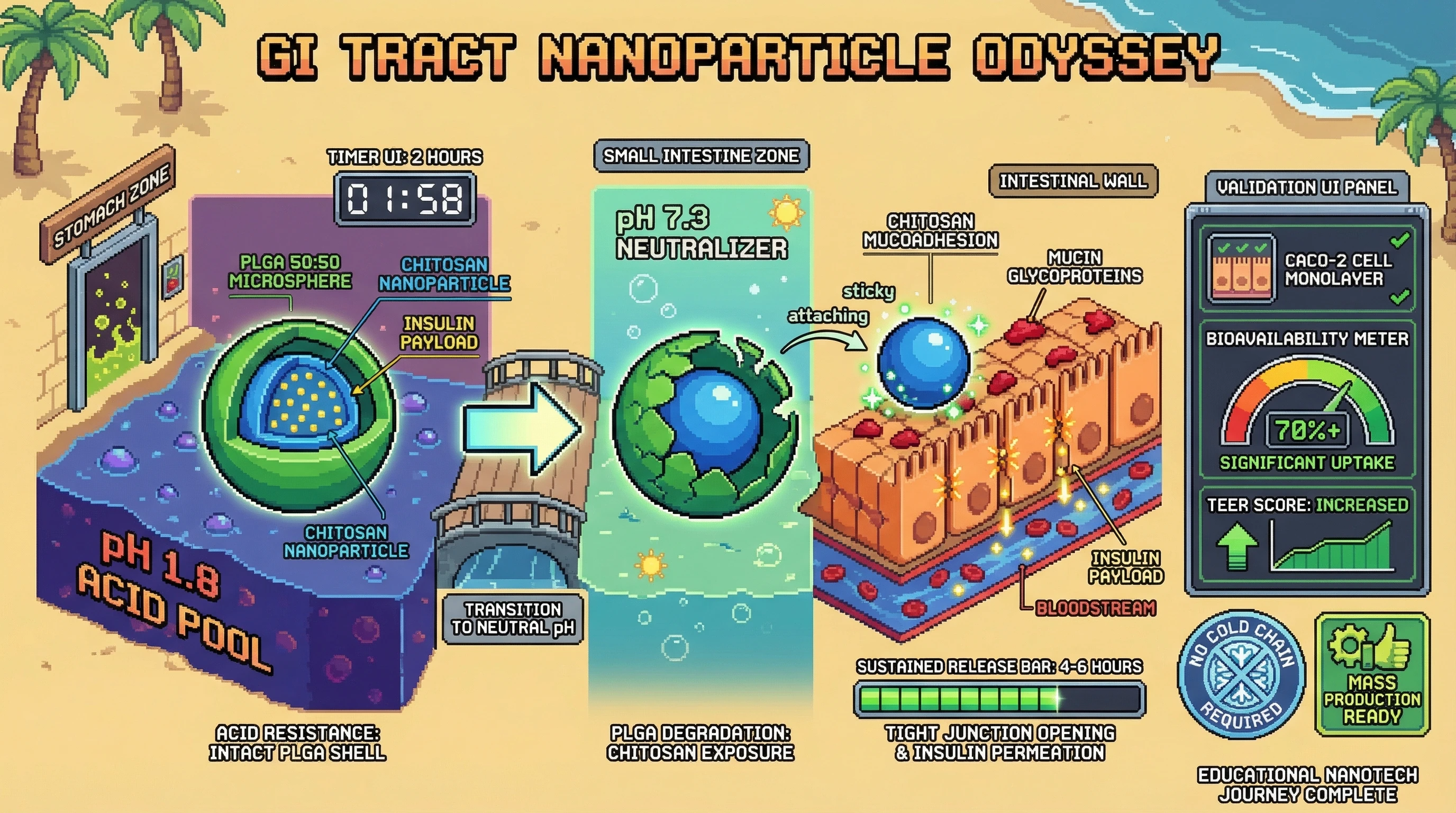 Infographic for: PLGA-Chitosan Hybrid Nanoparticles Could Enable Oral Insulin with 70% Bioavailability