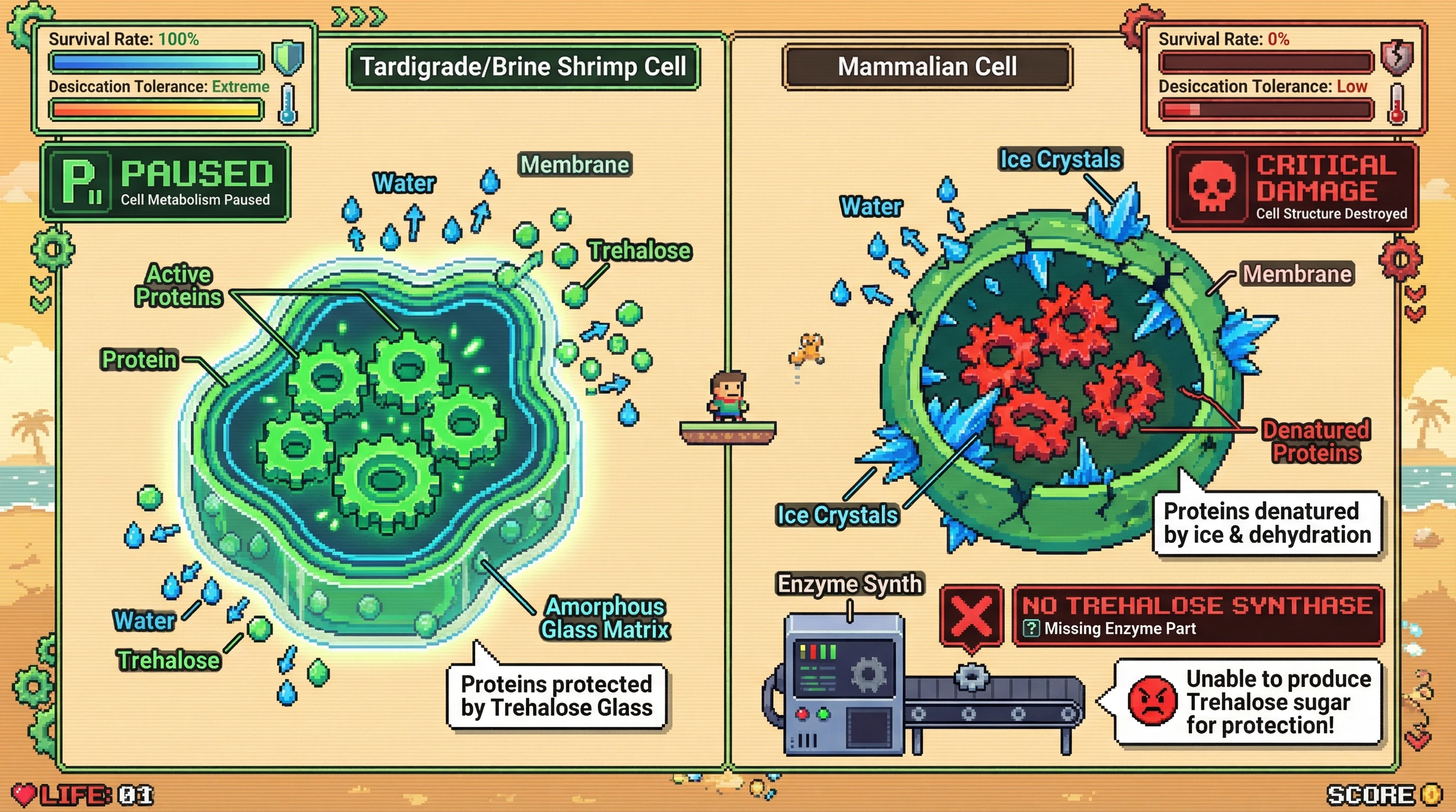 Infographic for: Trehalose Stabilization Enables Extreme Survival—but Mammals Evolved a Different Strategy