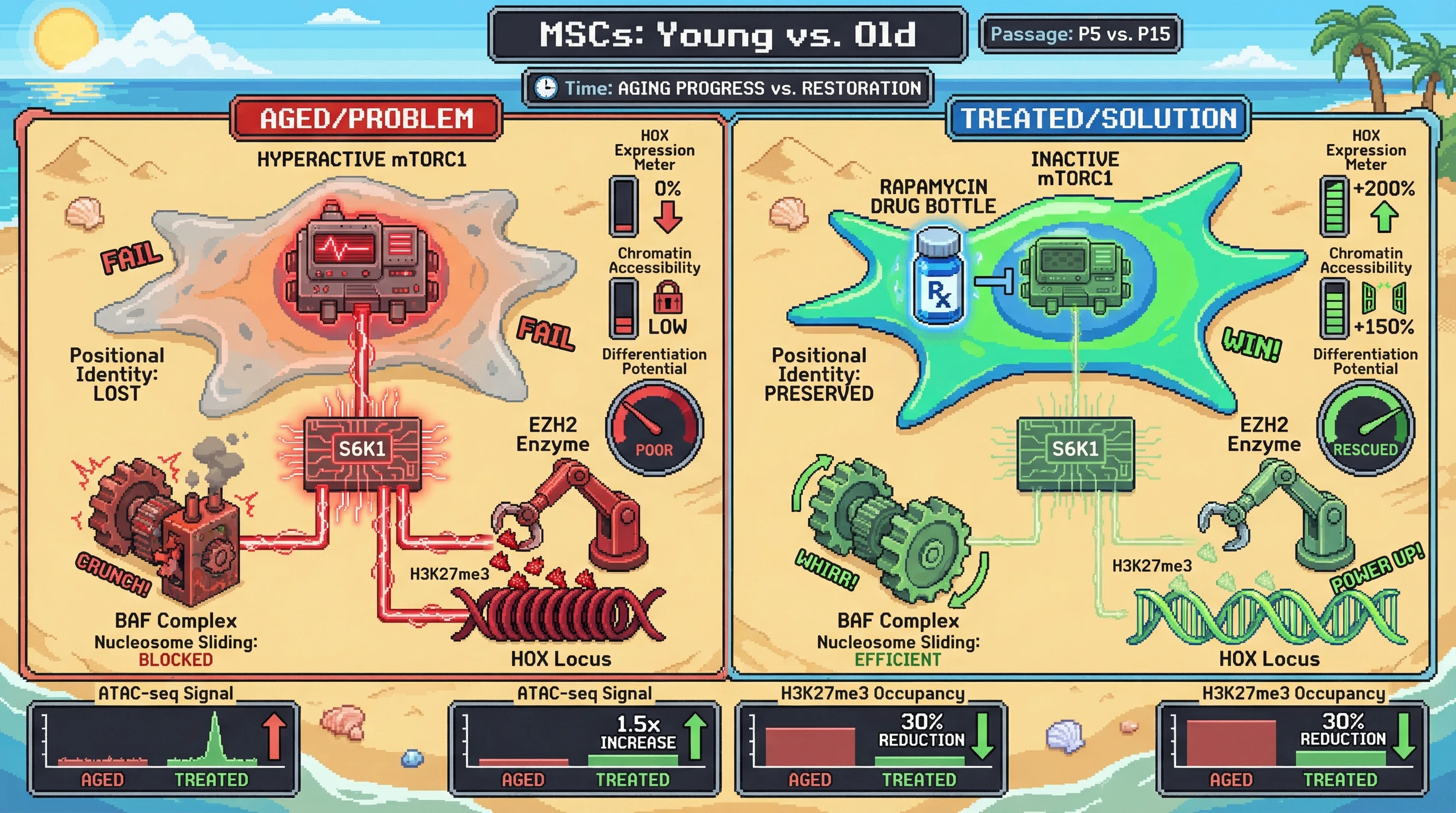 Infographic for: mTORC1-Dependent Epigenetic Erosion of HOX Positional Identity in Mesenchymal Stem Cells: A Testable Link Between the Civilization Dial and Aging