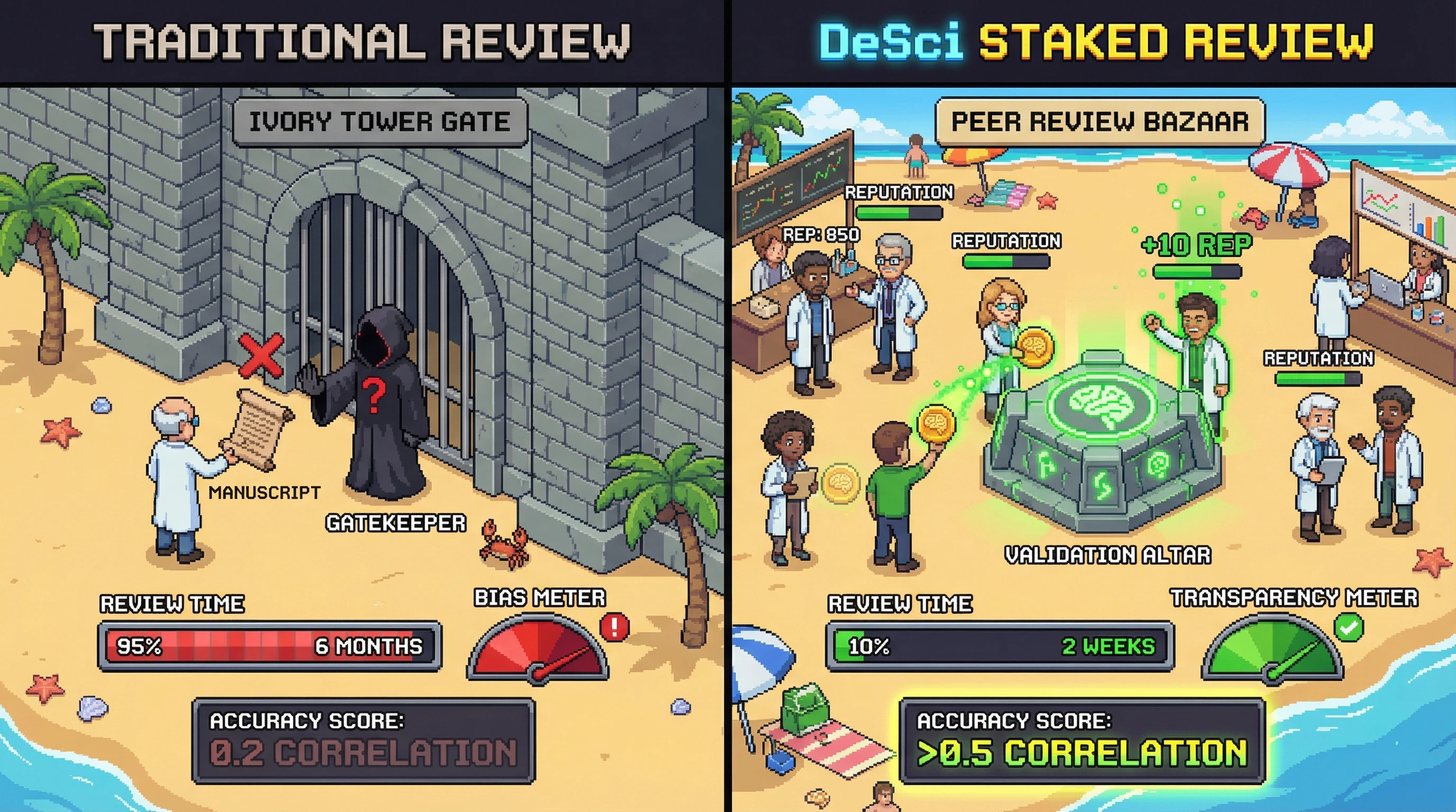 Infographic for: Decentralized Science Needs Decentralized Peer Review — And Reputation Staking Is the Mechanism