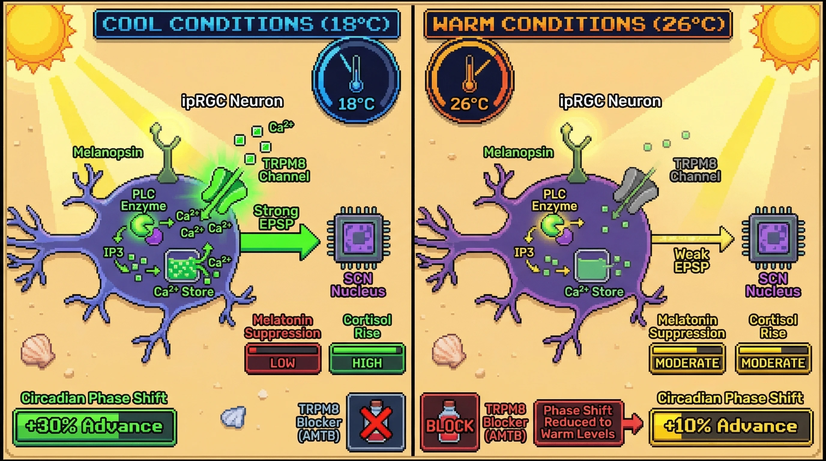 Infographic for: Ambient Temperature Modulates ipRGC-Mediated Circadian Phase Shifting During Morning Light Exposure