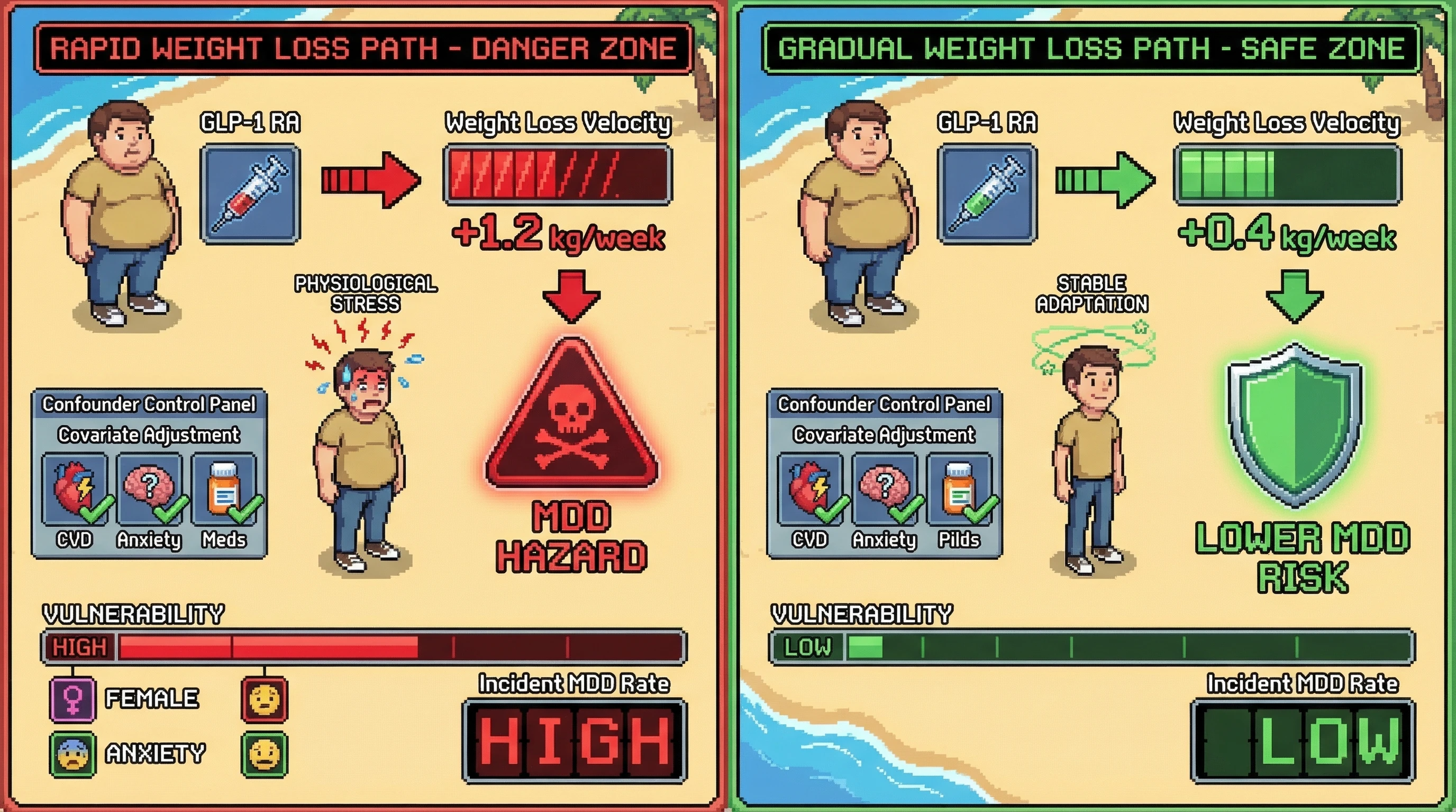 Infographic for: The Mediating Role of Weight Loss Velocity in the GLP-1 Agonist and Depression Link