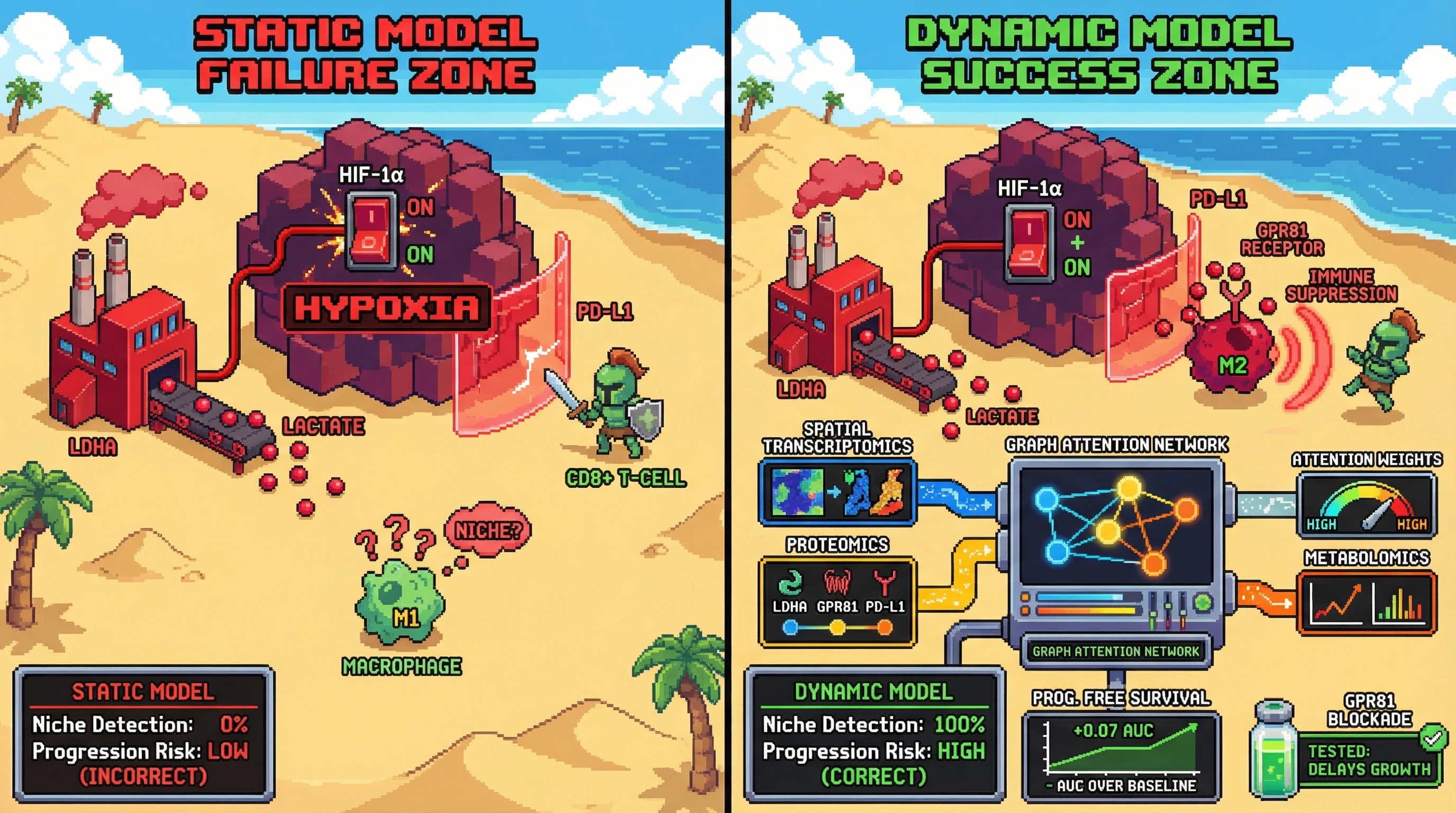 Infographic for: Dynamic Spatial Multi-Omics Weighting Predicts Metabolic-Immune Escape Niches Before Radiographic Progression in Immunotherapy-Treated Tumors