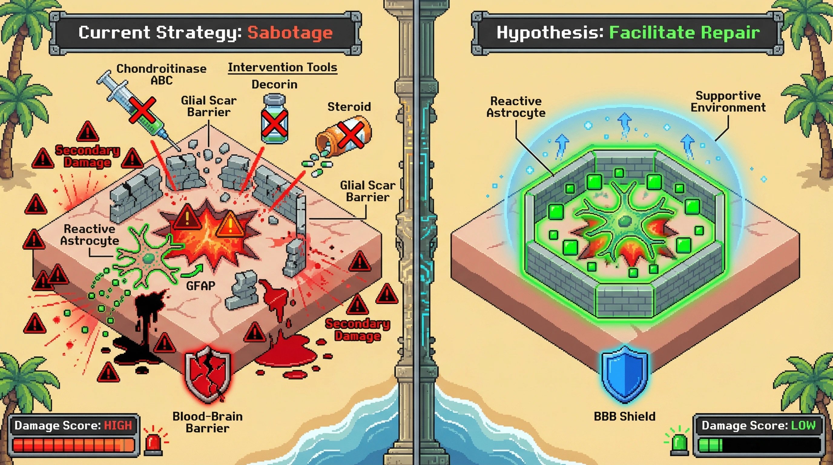 Infographic for: The Glial Scar Is Not The Enemy—It is a Failed Attempt at Repair That We Keep Sabotaging