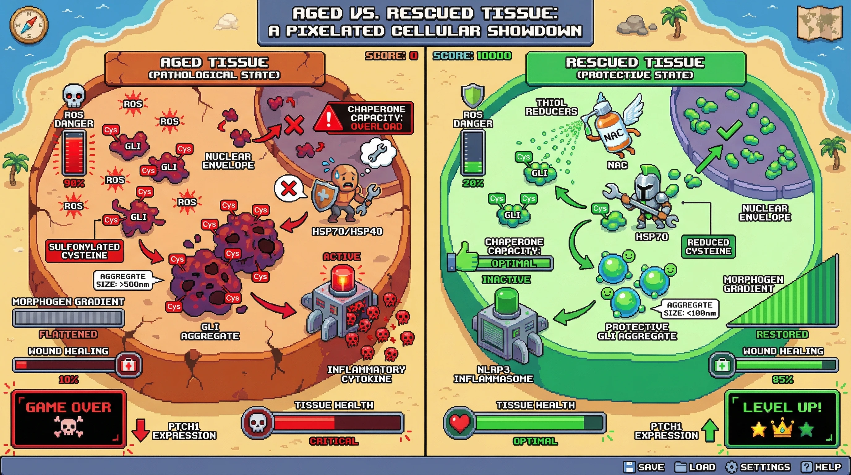 Infographic for: Redox‑Driven GLI Aggregation as a Bistable Switch: Proteostatic Triage in Aged Morphogen Signaling