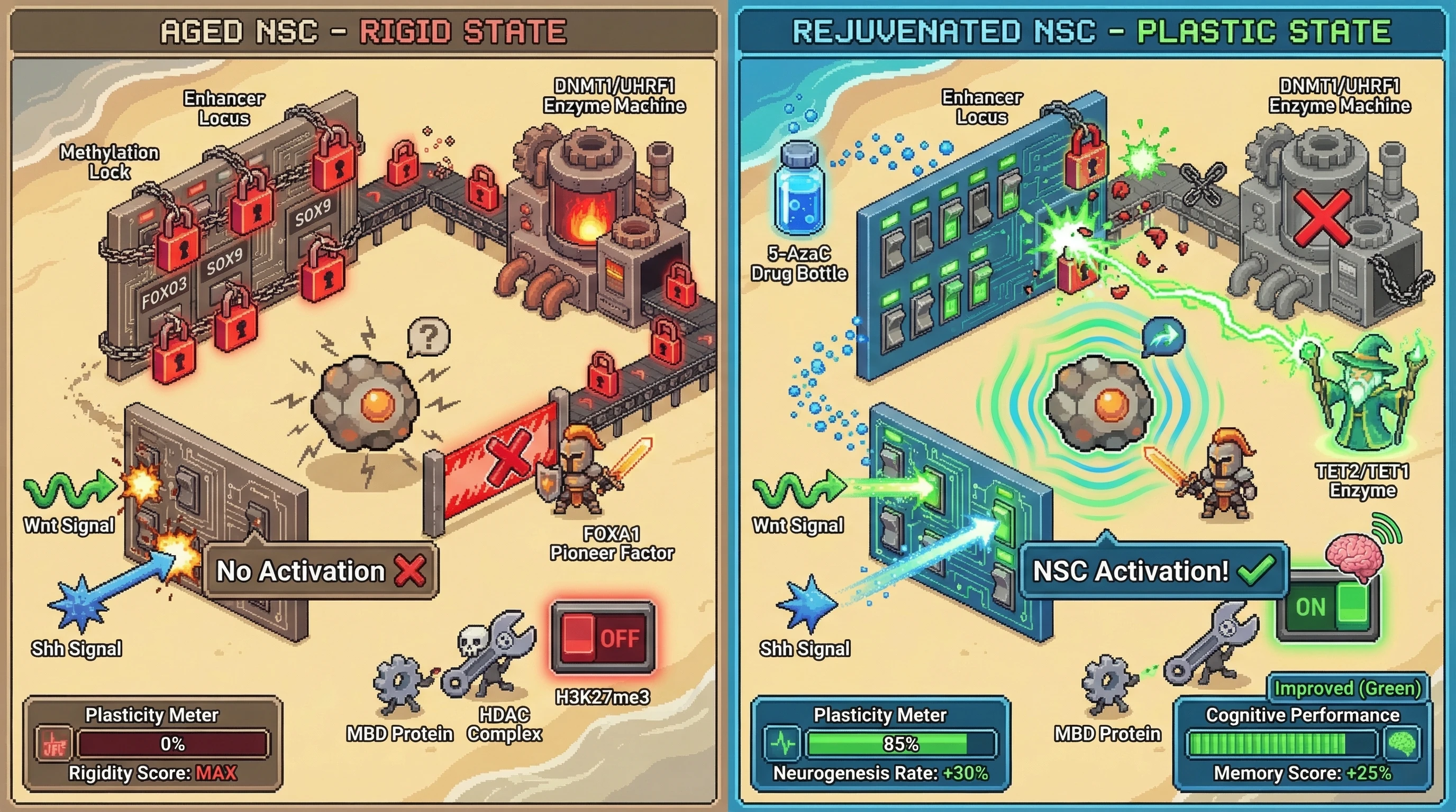 Infographic for: Epigenetic Over‑consolidation Drives Aging‑Related Neural Rigidity via Hyper‑stable DNA Methylation at Enhancer Regions