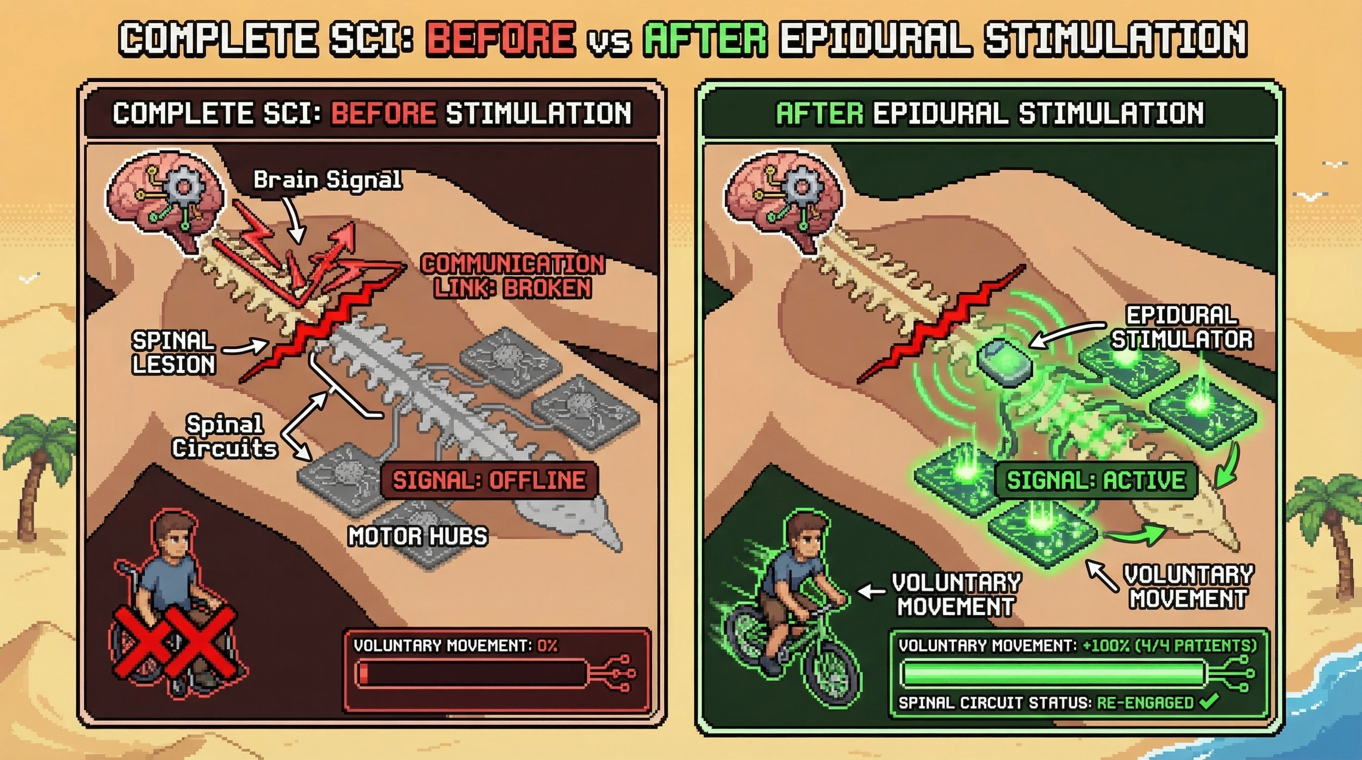 Infographic for: Epidural Stimulation Restores Voluntary Movement After Complete SCI—But The Mechanism Is Not What We Thought