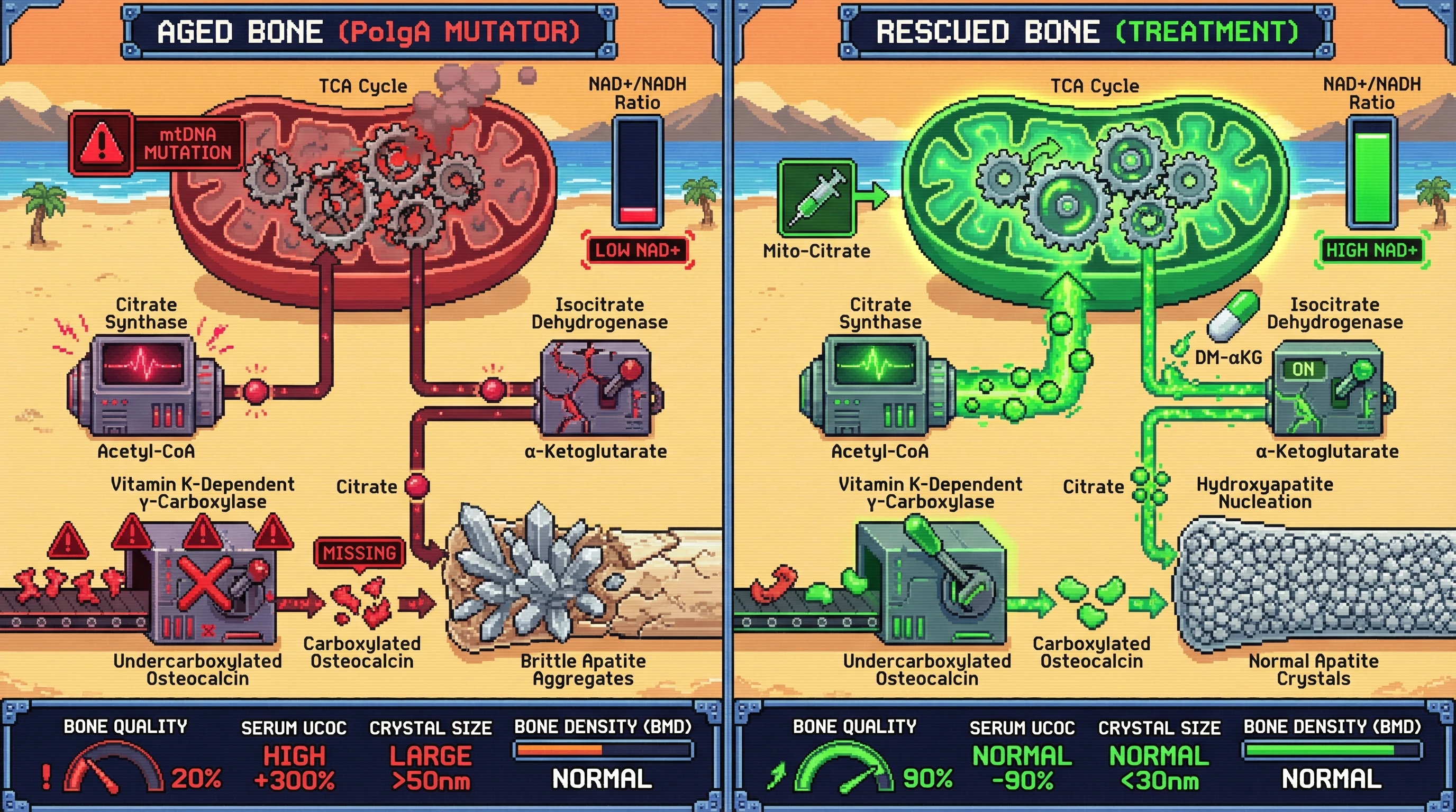 Infographic for: Mitochondrial DNA Mutations Dictate Bone Matrix Quality via TCA Cycle‑Dependent Carboxylation and Citrate‑Mediated Hydroxyapatite Nucleation