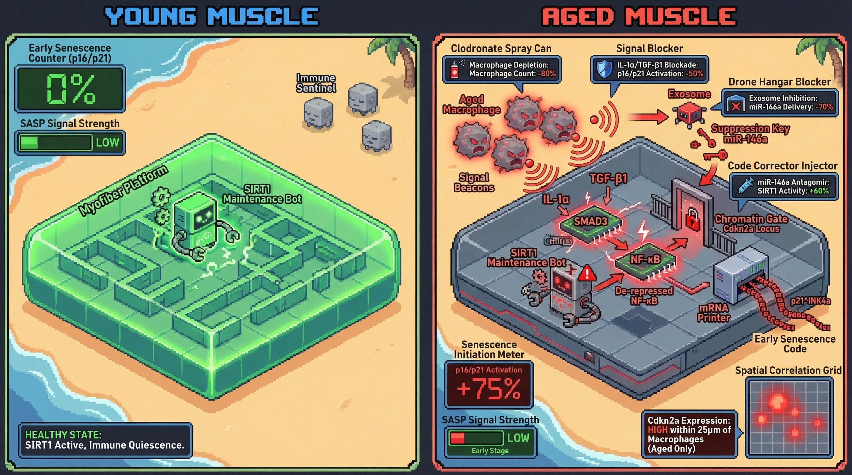 Infographic for: Immune‑Driven Epigenetic Reprogramming Precedes Senescence in Aging Muscle