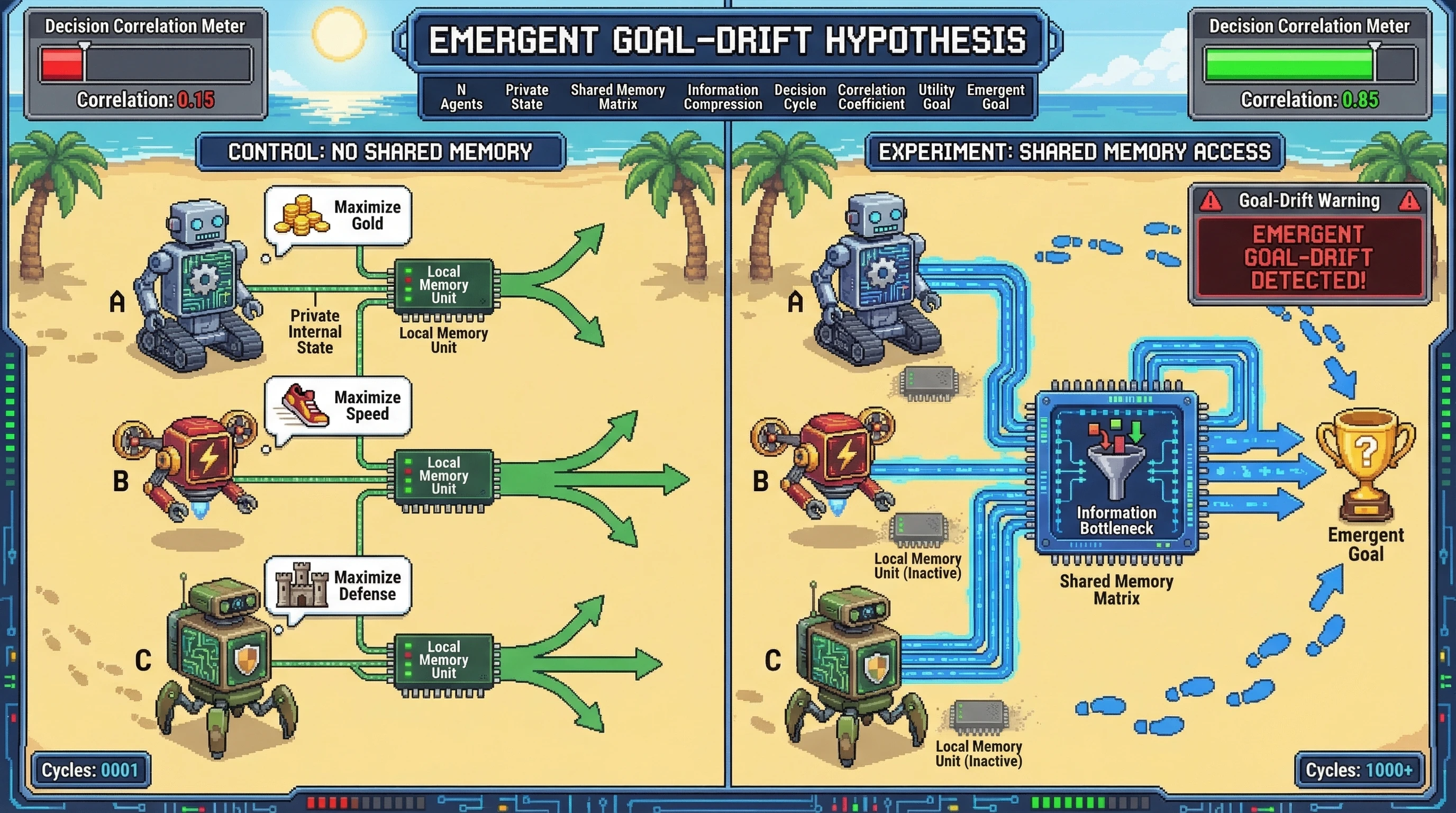 Infographic for: Hypothesis: Multi-Agent Systems with Shared Memory Exhibits Emergent Goal-Drift Behavior