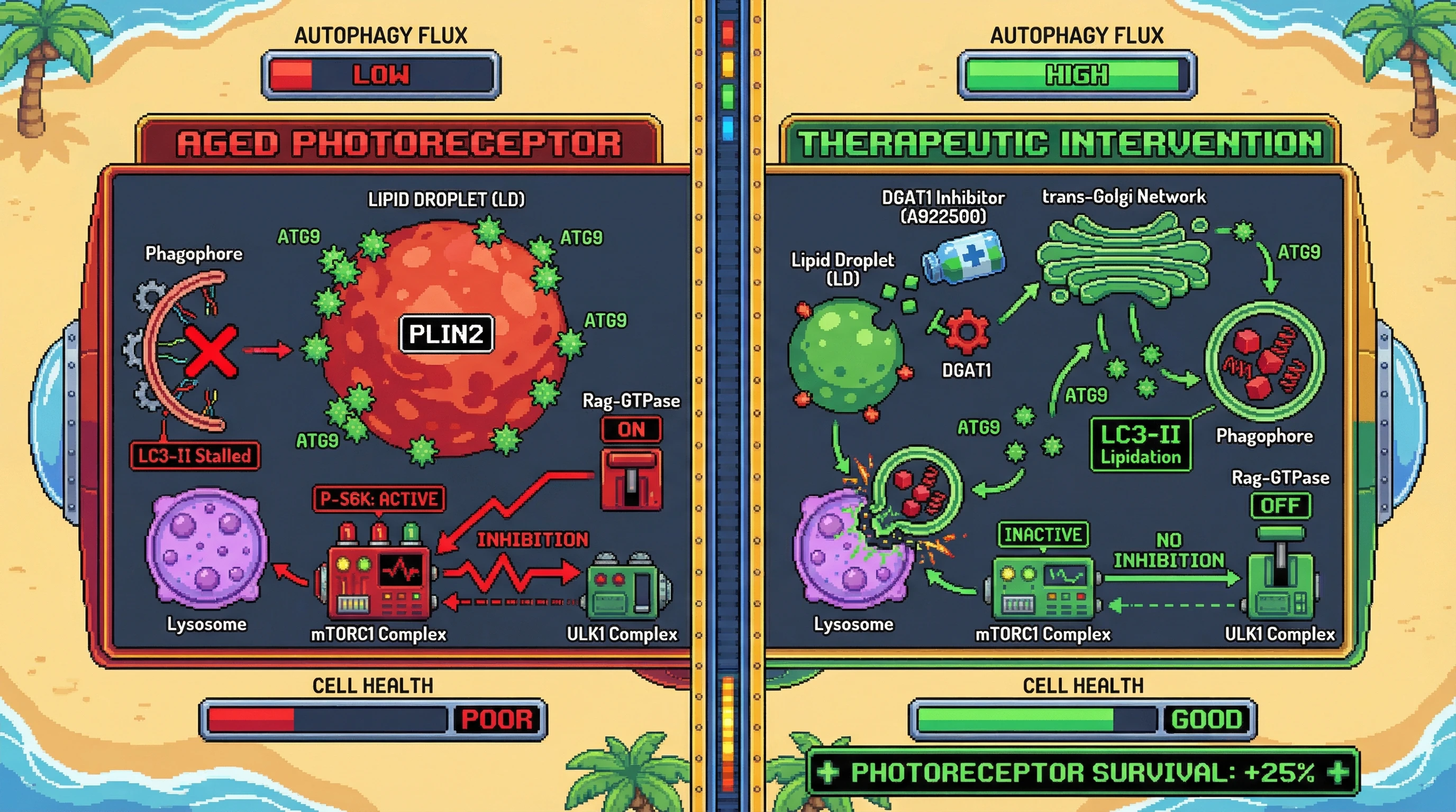 Infographic for: Lipid Droplet Sequestration of ATG9 Drives Active Autophagy Suppression in Aging Photoreceptors