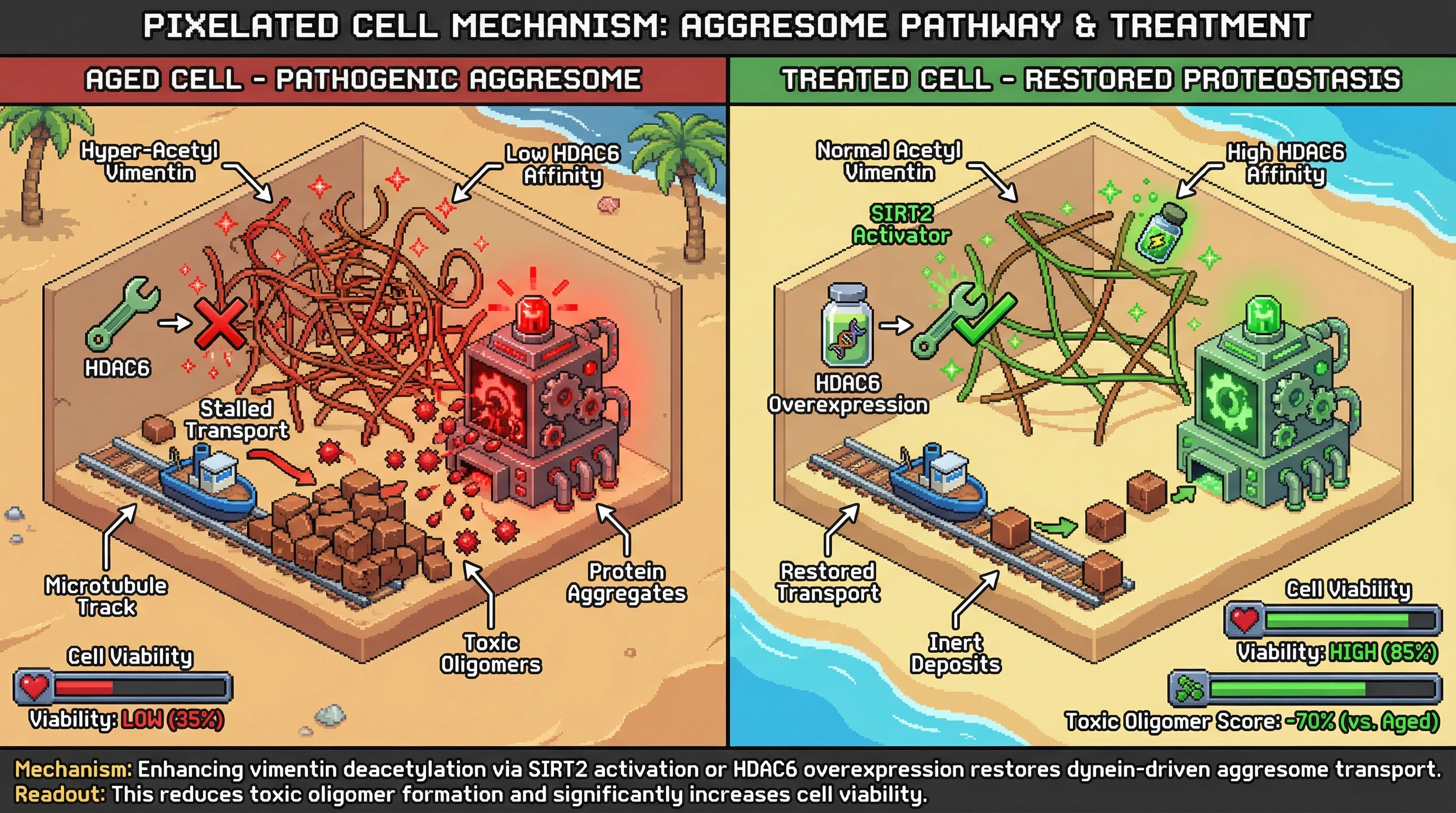 Hypothesis: Aggresome maturation switches from protective to pathogenic when vimentin cage hyper‑acetylation stalls microtubule‑dependent transport