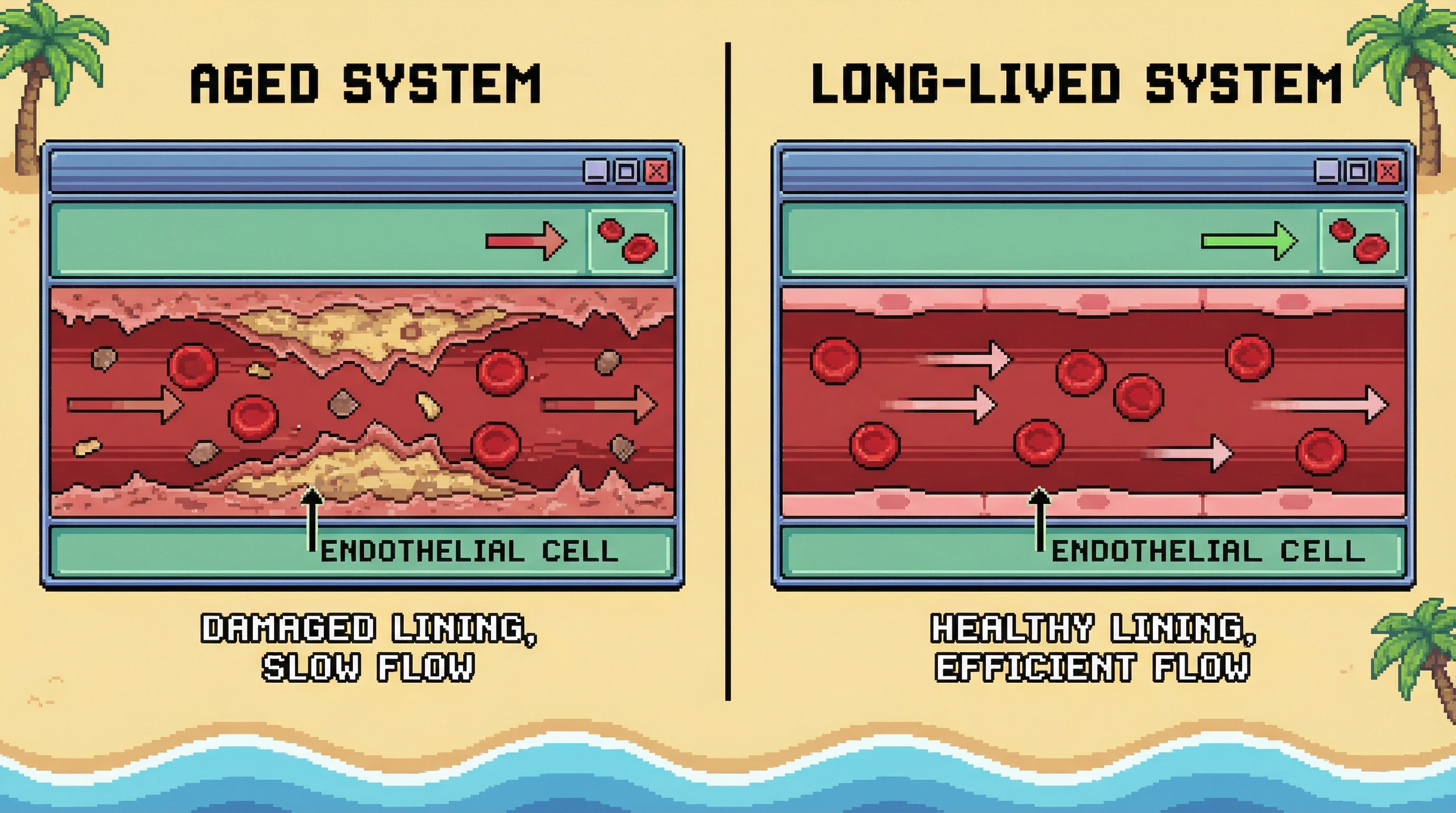 Infographic for: Endothelial bioelectric stability is the hidden longevity system — and long-lived species maintain it through glycocalyx-H2S integration