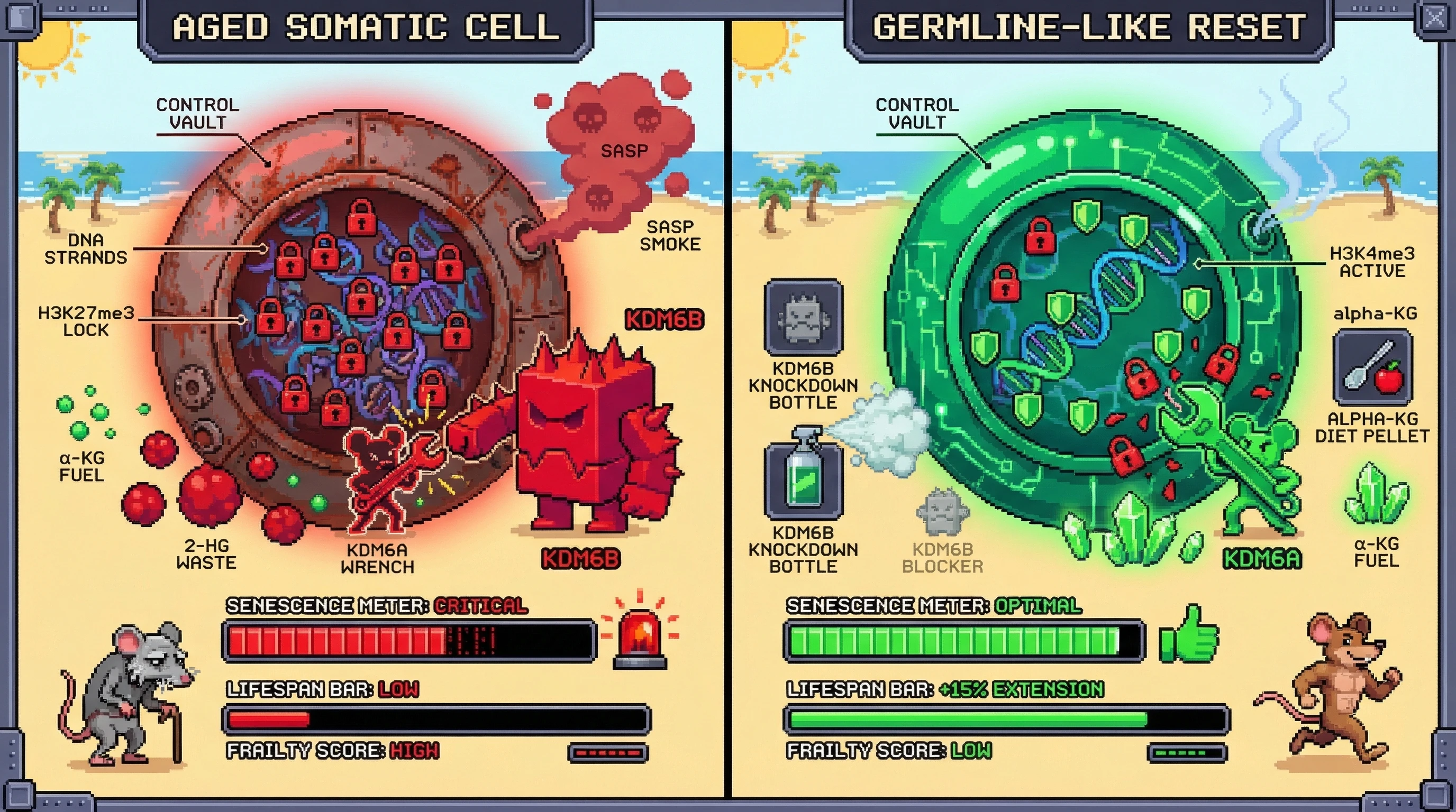 Infographic for: Germline‑Like KDM6A Dominance as a Somatic Epigenetic Reset Strategy