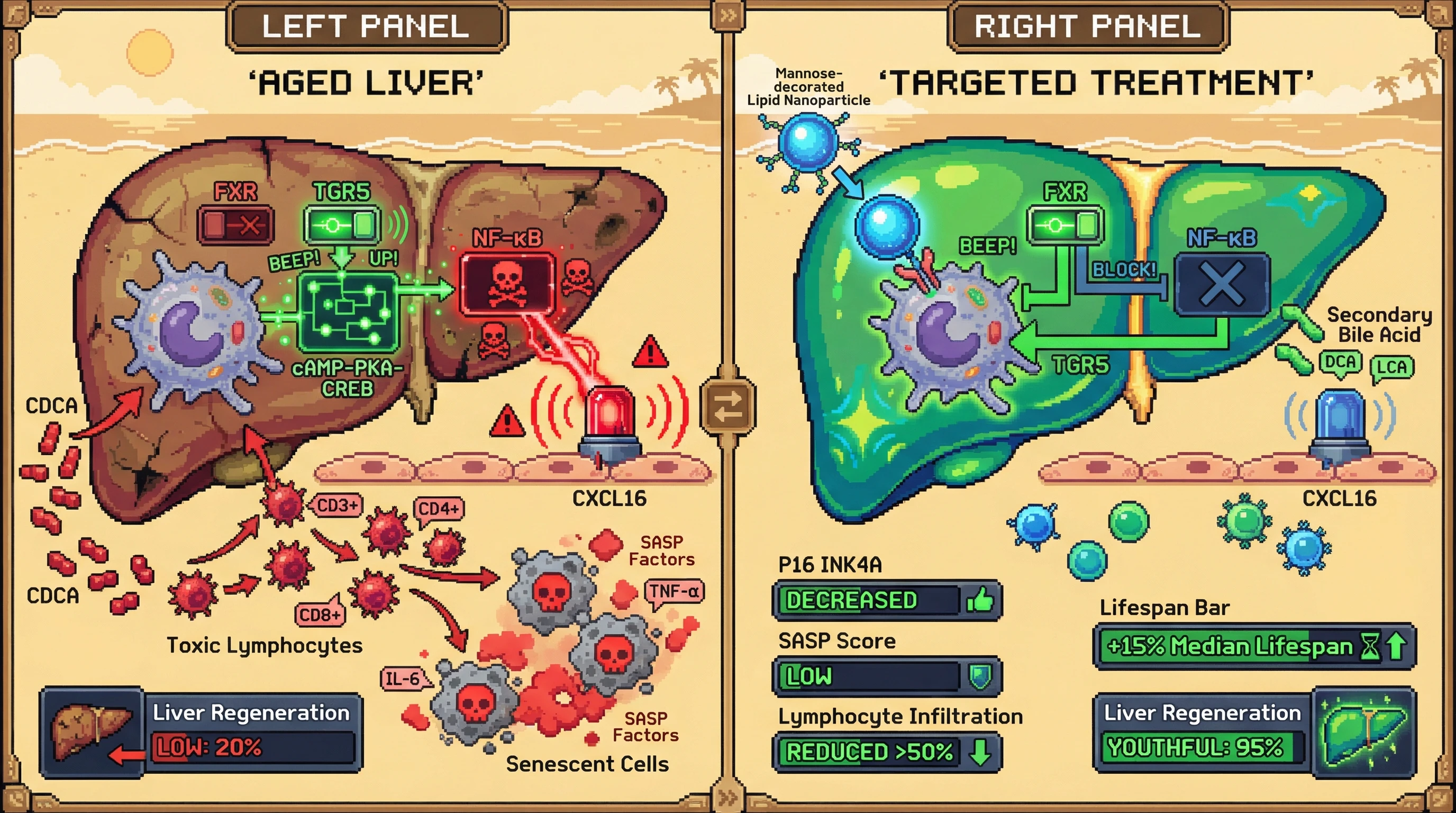 Infographic for: TargetedKupffer‑Cell FXR Reactivation Breaks the Bile Acid‑Immune Senescence Loop and Delays Hepatic Aging