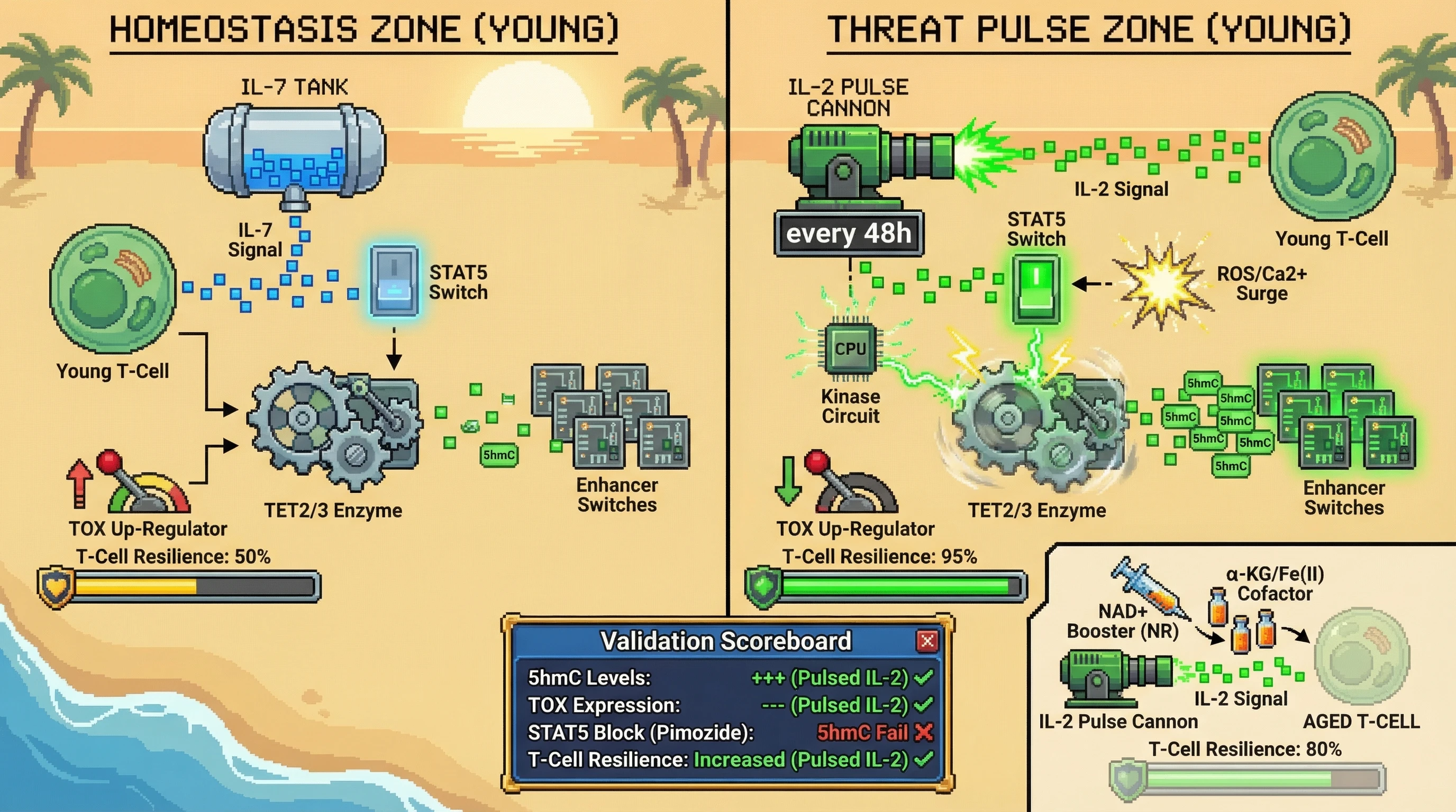 Infographic for: Threat‑gated TET activity determines epigenetic resilience of T cells: a hormesis‑independent mechanism