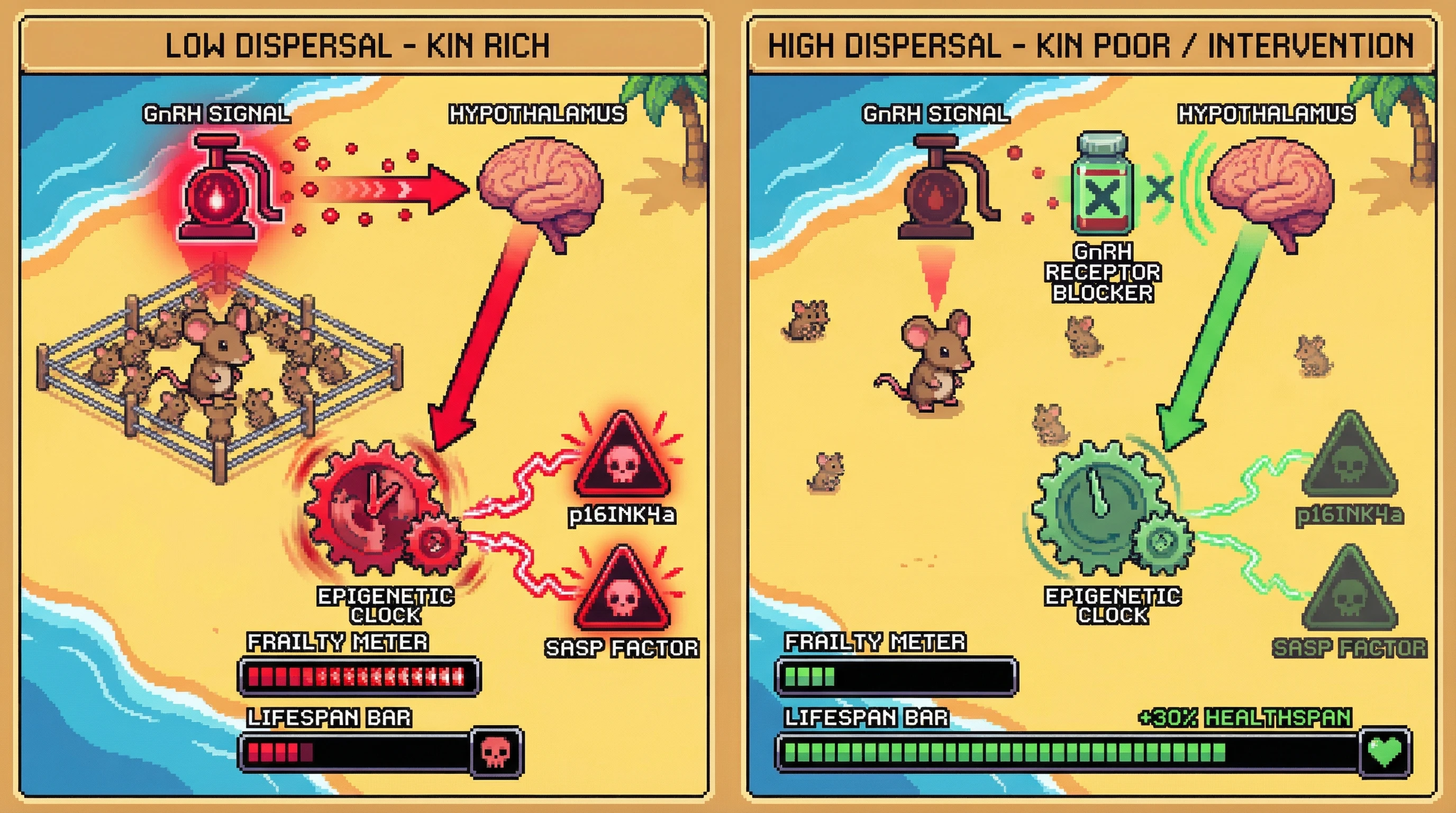 Infographic for: Kin-Selected Senescence: A Testable Model for Adaptive Aging in Structured Populations