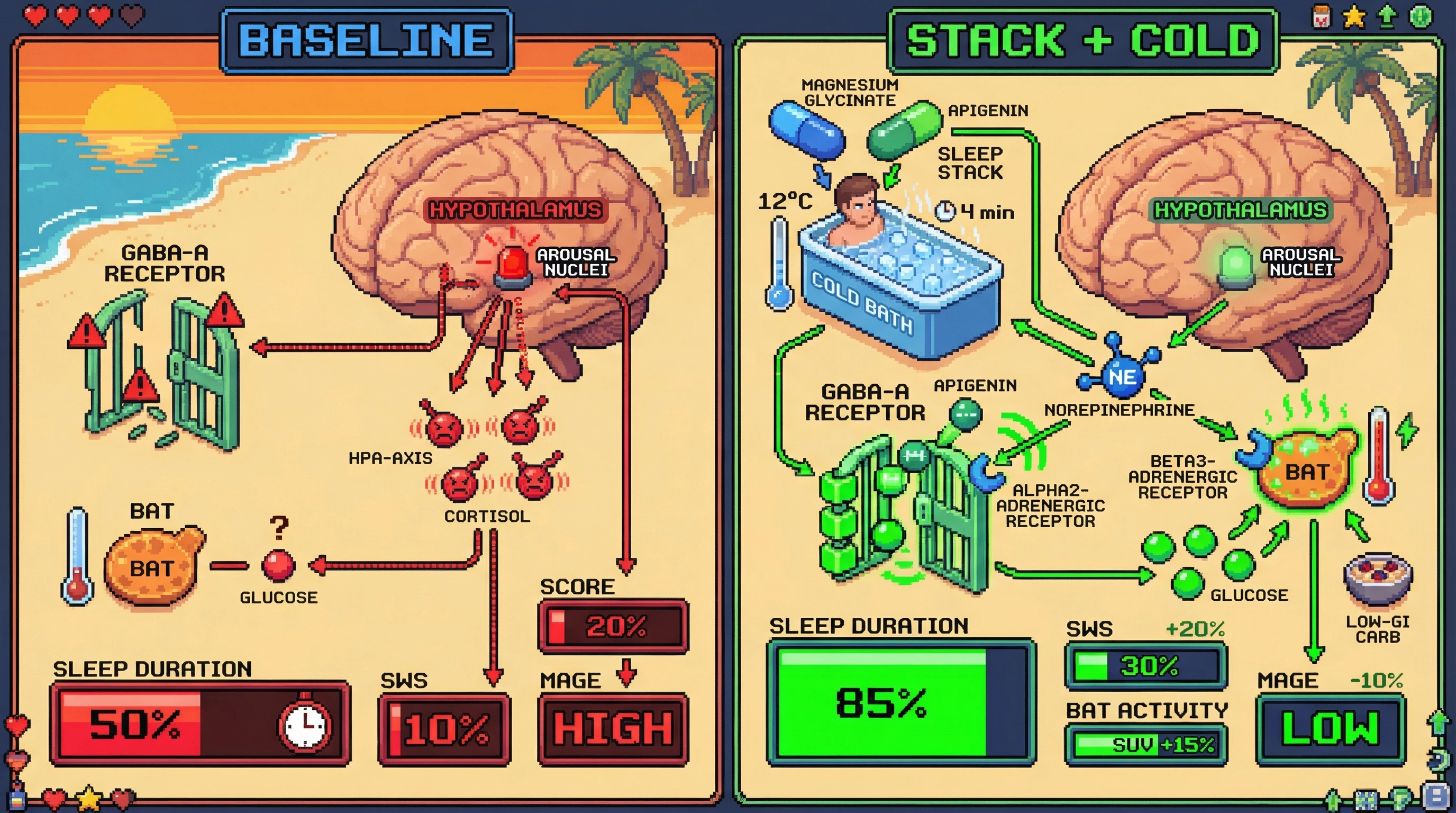 Infographic for: Synergistic Effects of Magnesium Glycinate‑Apigenin Stack with Timed Cold Exposure on Slow‑Wave Sleep and Brown Adipose Tissue Activity: A Testable Hypothesis