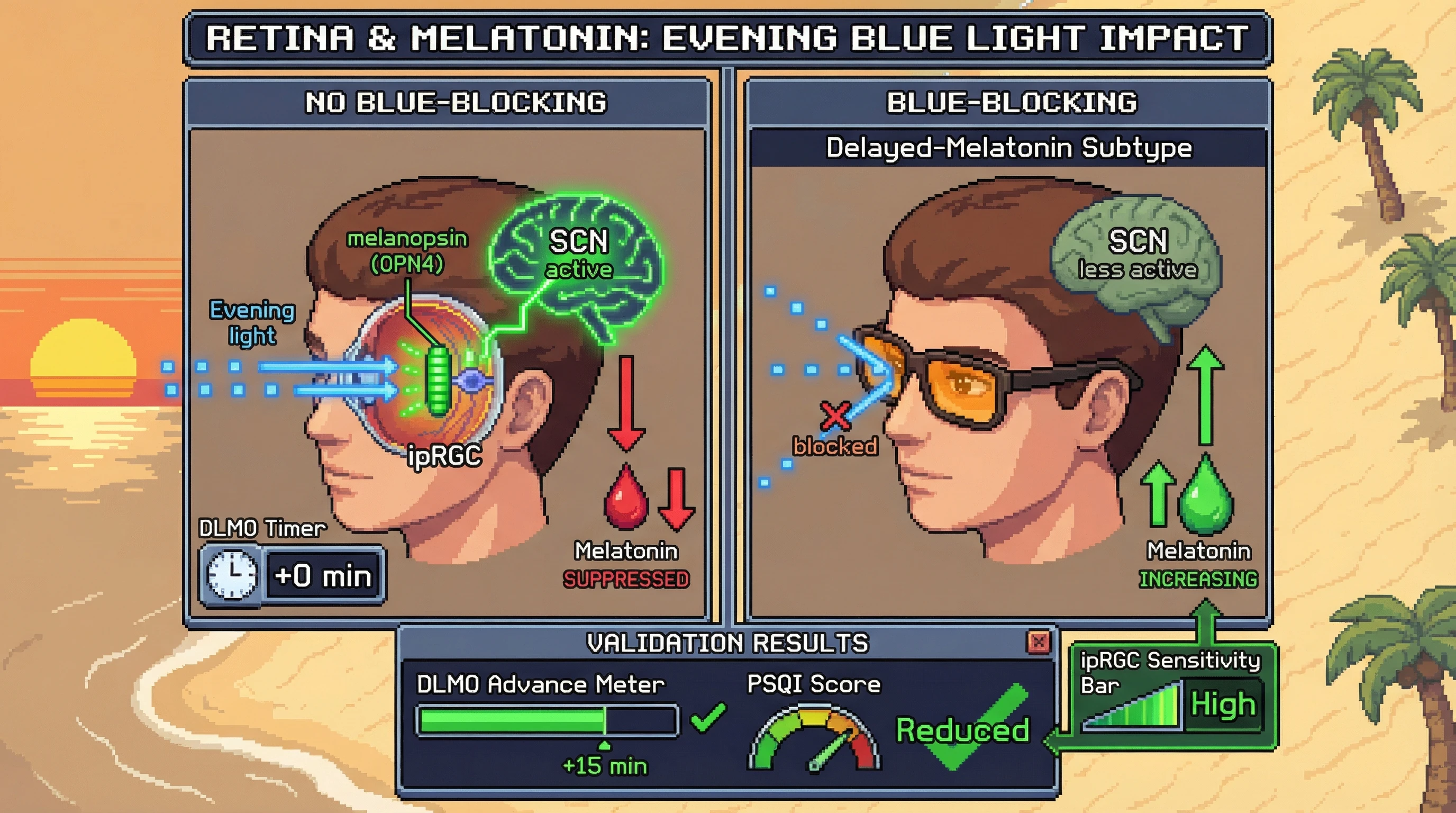 Infographic for: Subtype‑Specific Efficacy of Evening Blue‑Light Blocking on Circadian Timing