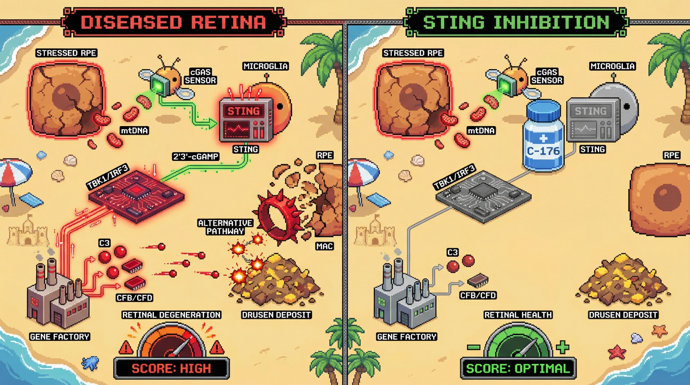 Infographic for: Mitochondrial DNA release triggers complement-mediated retinal degeneration via cGAS-STING signaling