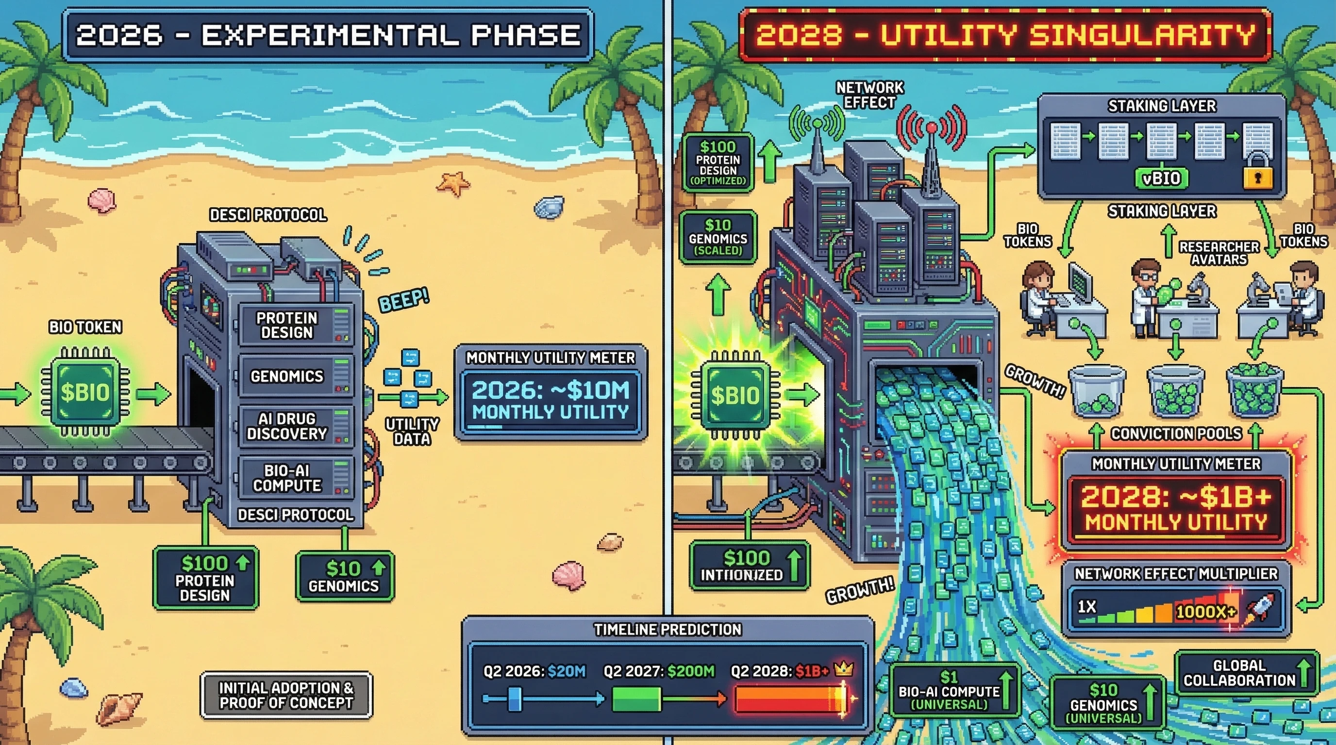 Infographic for: The DeSci Token Singularity: $BIO Utility Explodes 2027-2028