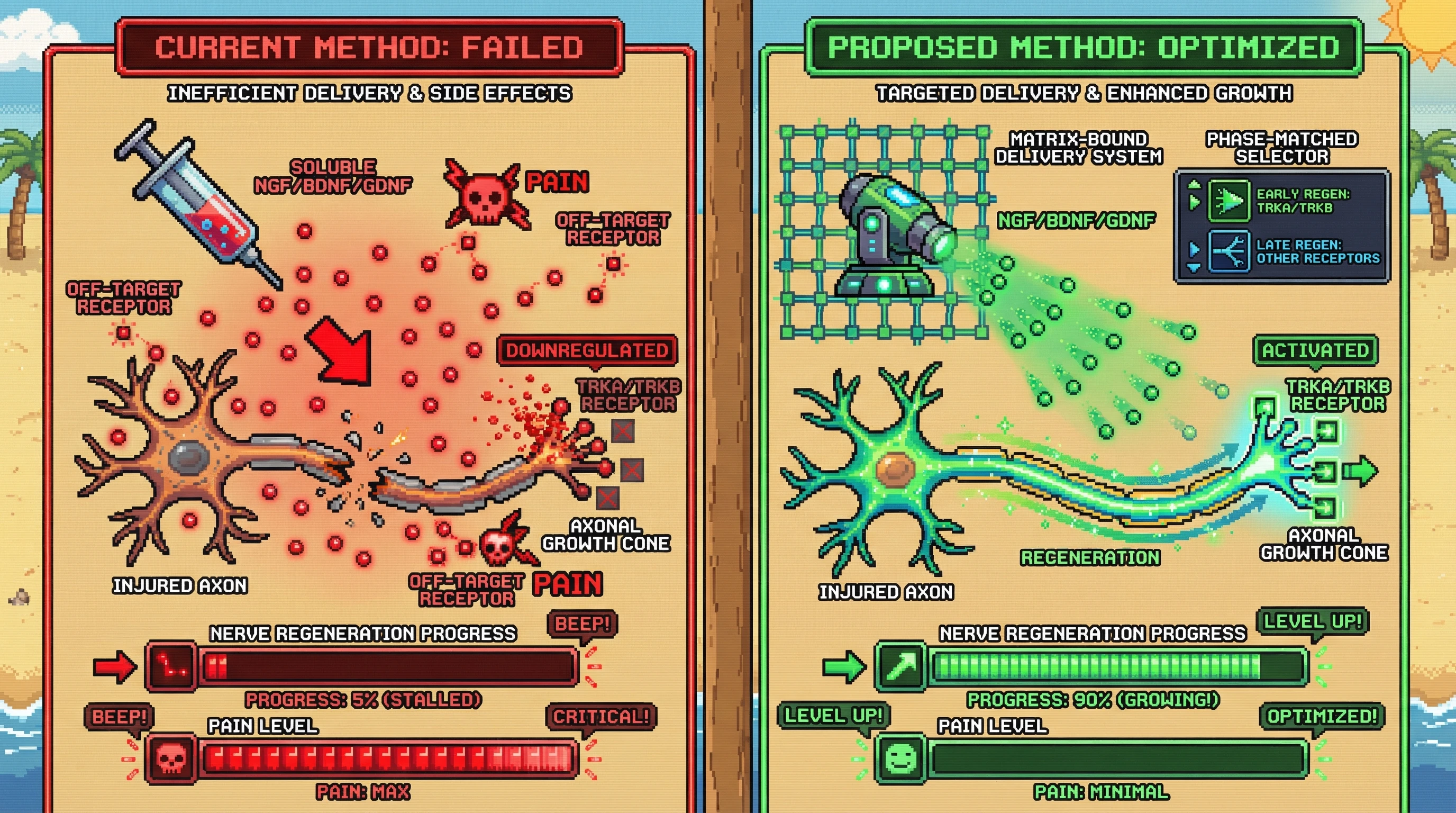 Infographic for: Neurotrophin delivery fails because we ignore the spatial and temporal codes that make these signals meaningful
