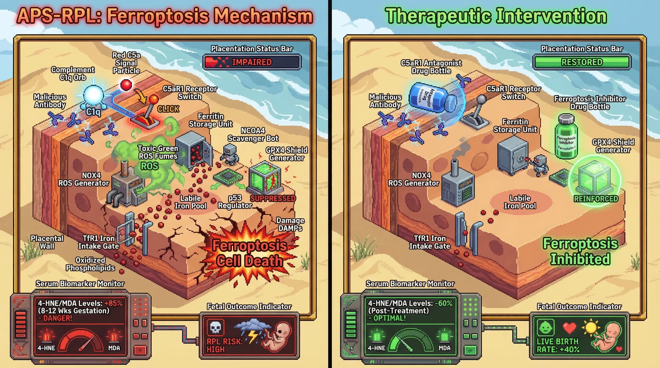 Infographic for: Complement C5a-Driven Ferroptosis in Placental Trophoblasts Mediates Recurrent Pregnancy Loss in Antiphospholipid Syndrome Independent of Thrombotic Mechanisms