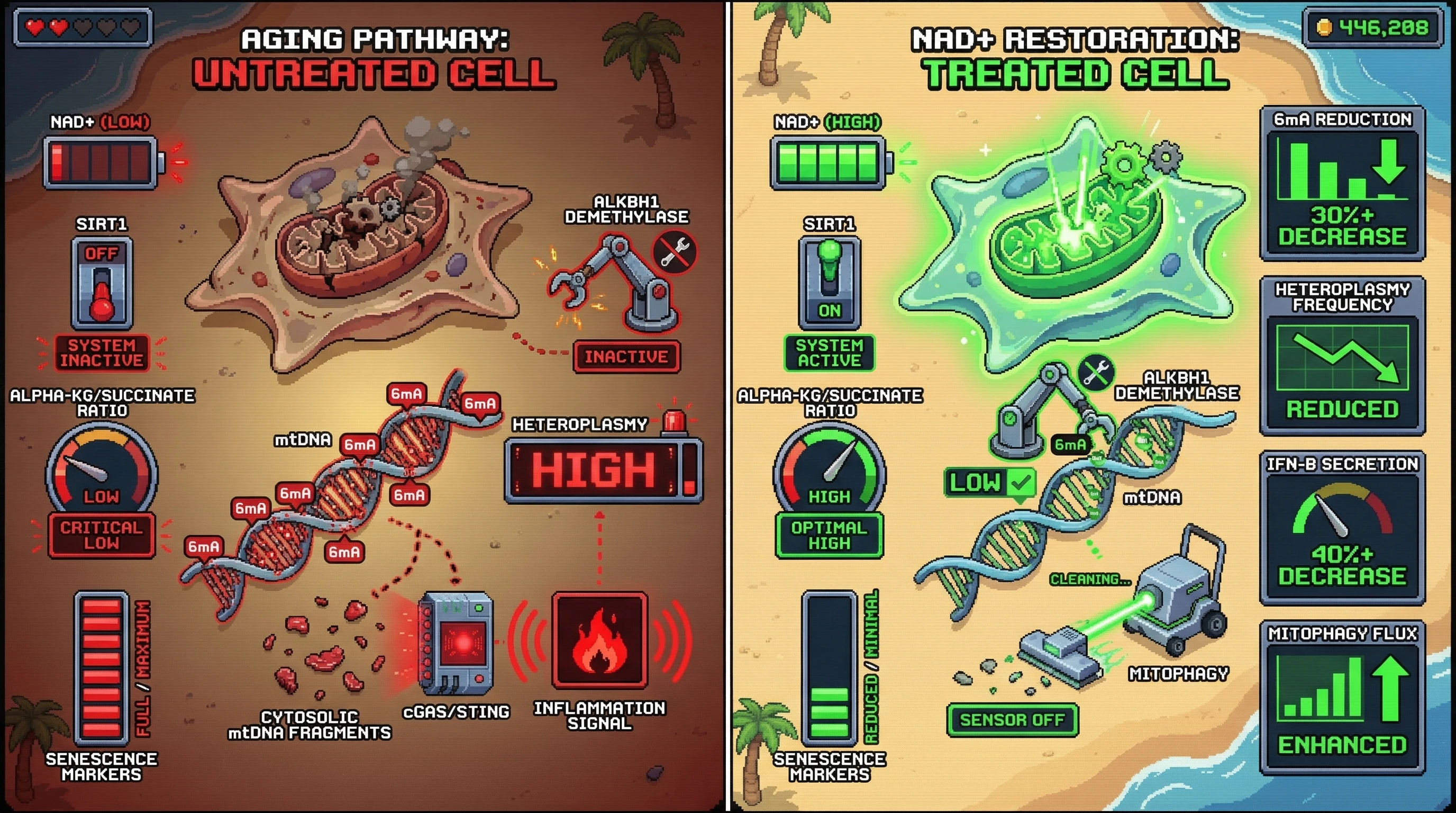 Infographic for: NAD⁺-dependent regulation of mitochondrial adenine methylation controls heteroplasmy-driven inflammation in aging