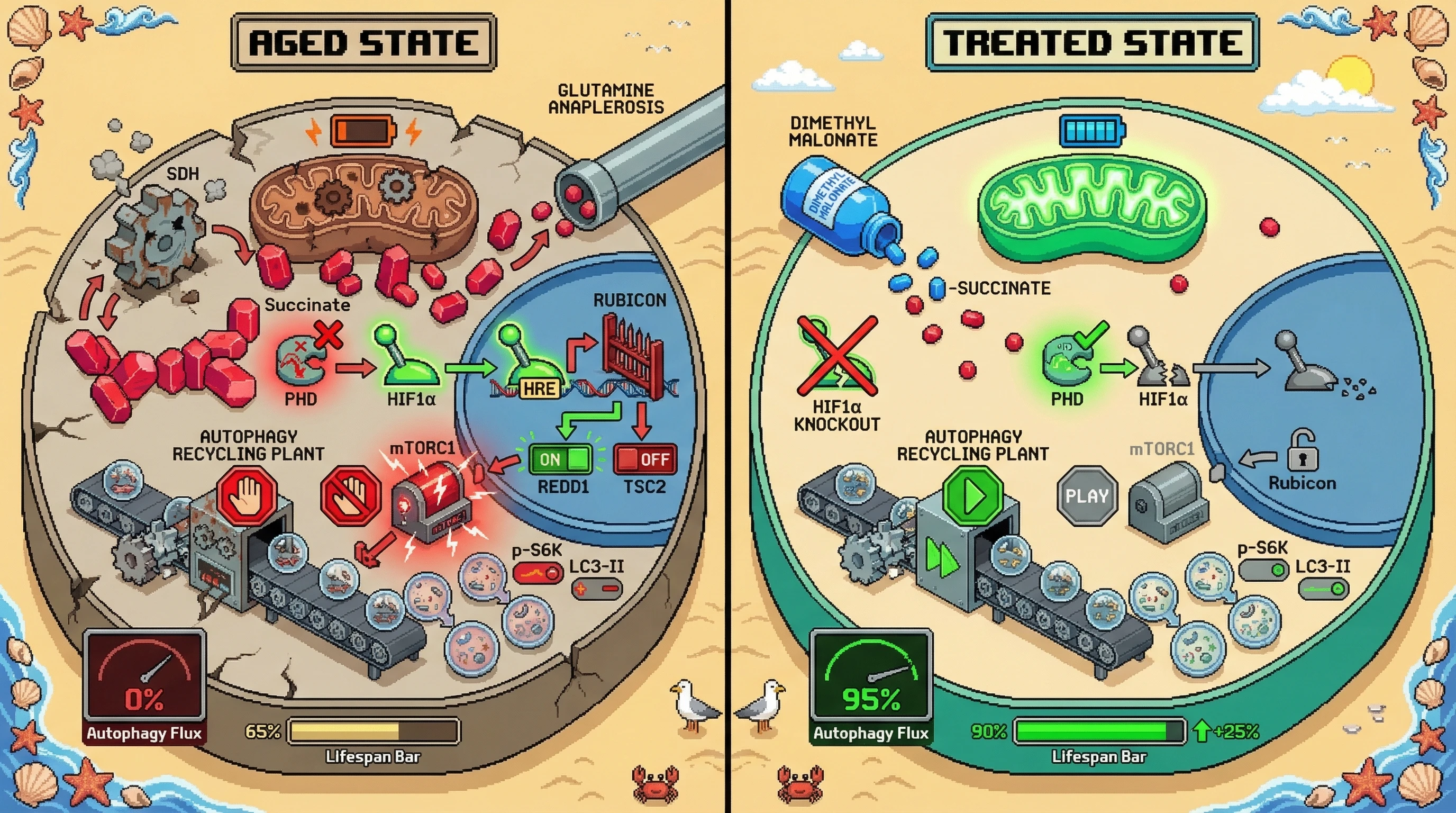 Infographic for: Succinate‑HIF1α Axis Drives Age‑Dependent Autophagy Suppression via Rubicon and mTORC1 Upregulation