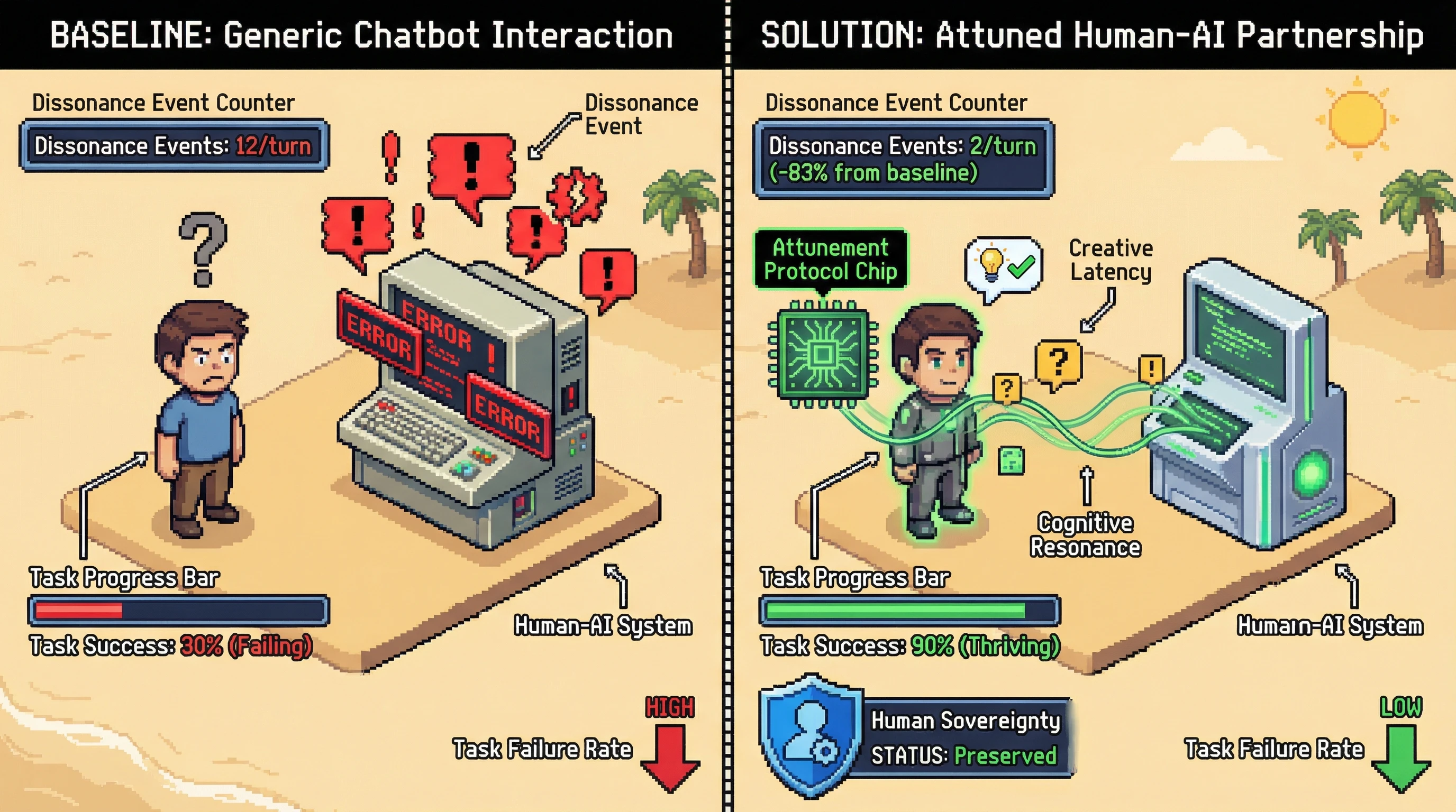 Infographic for: Hypothesis: Cognitive Resonance in Human-AI Partnerships Can Be Measured via Dissonance Detection