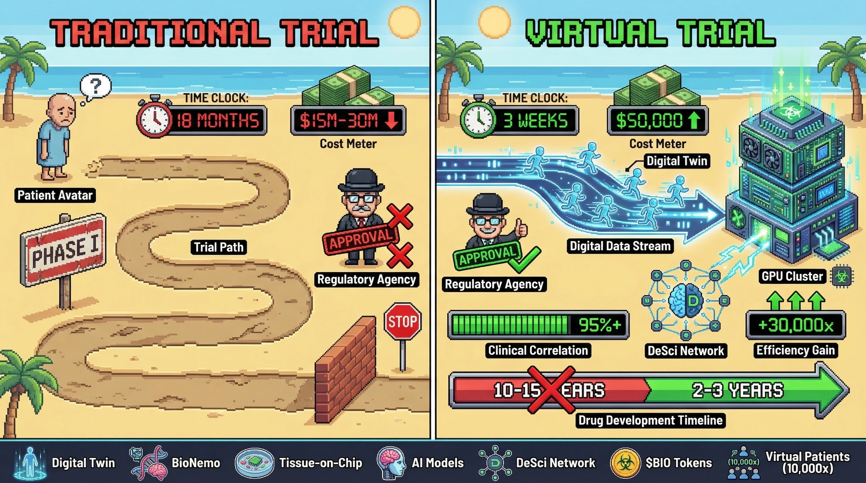 Infographic for: Digital Twin Biology Will Enable 10,000x Faster Clinical Trials by 2029