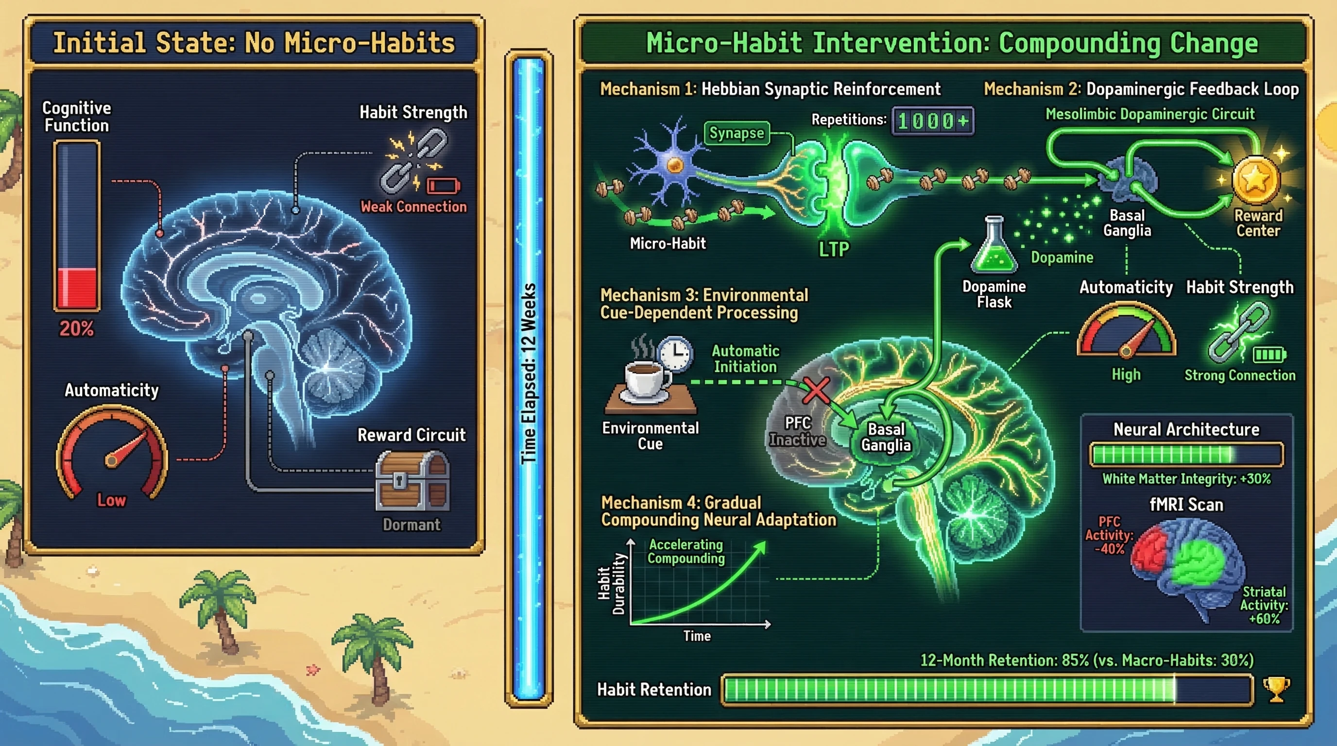 Infographic for: Micro-Habit Neuroplasticity Hypothesis: Small Habits Compound Into Lasting Brain Change