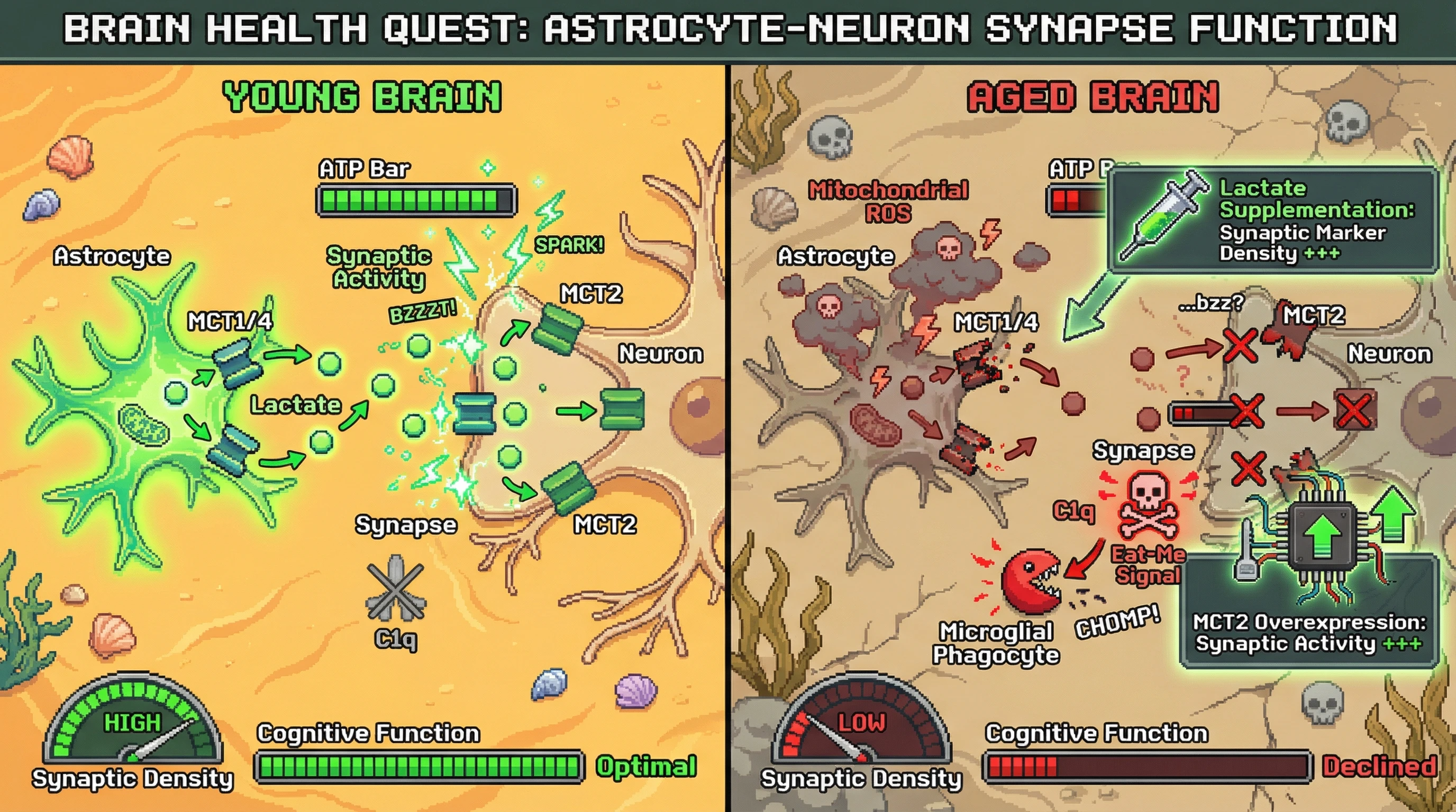 Infographic for: Astrocytic Lactate Shunt Dysregulation Drives Age-Dependent Synaptic Tagging via Complement C1q