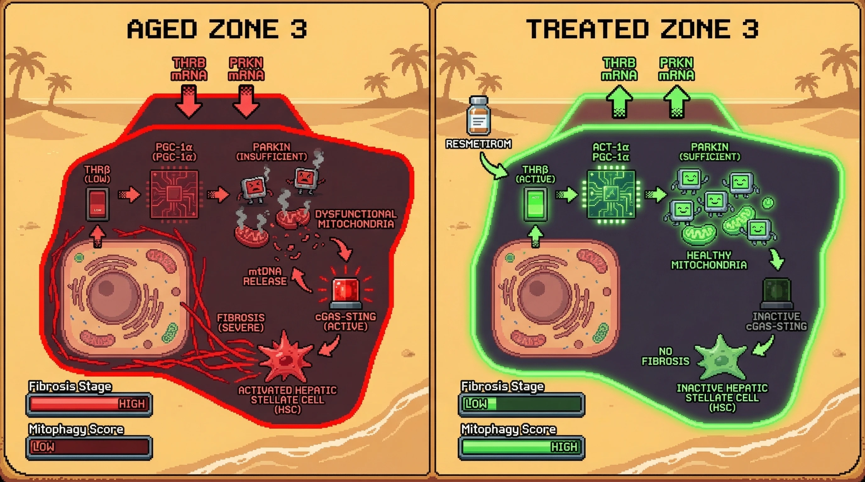 Infographic for: Zone 3-Specific THRβ-Mitophagy Axis Deficiency Drives Age-Related NASH Progression: A Testable Mechanistic Hypothesis
