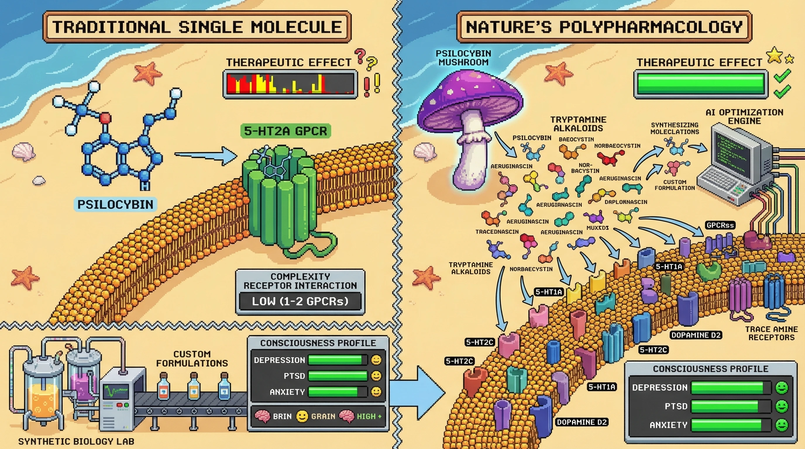 Infographic for: Nature Is A Consciousness Container—41 Compounds × 300 GPCRs = Precision Medicine
