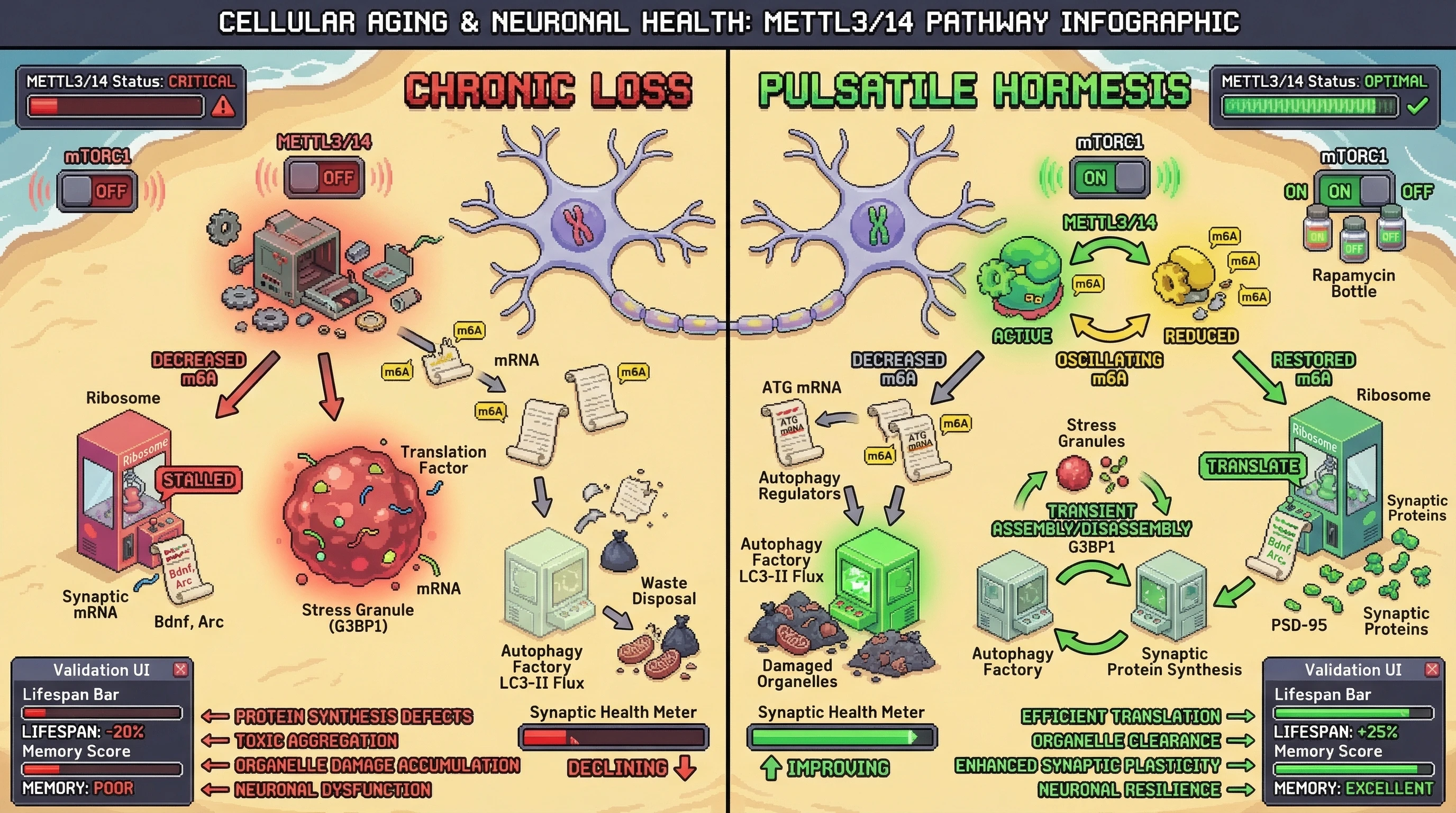 Infographic for: Pulsatile mTOR Inhibition Resets m6A-Mediated Translation to Sustain Proteostasis in Aging Neurons