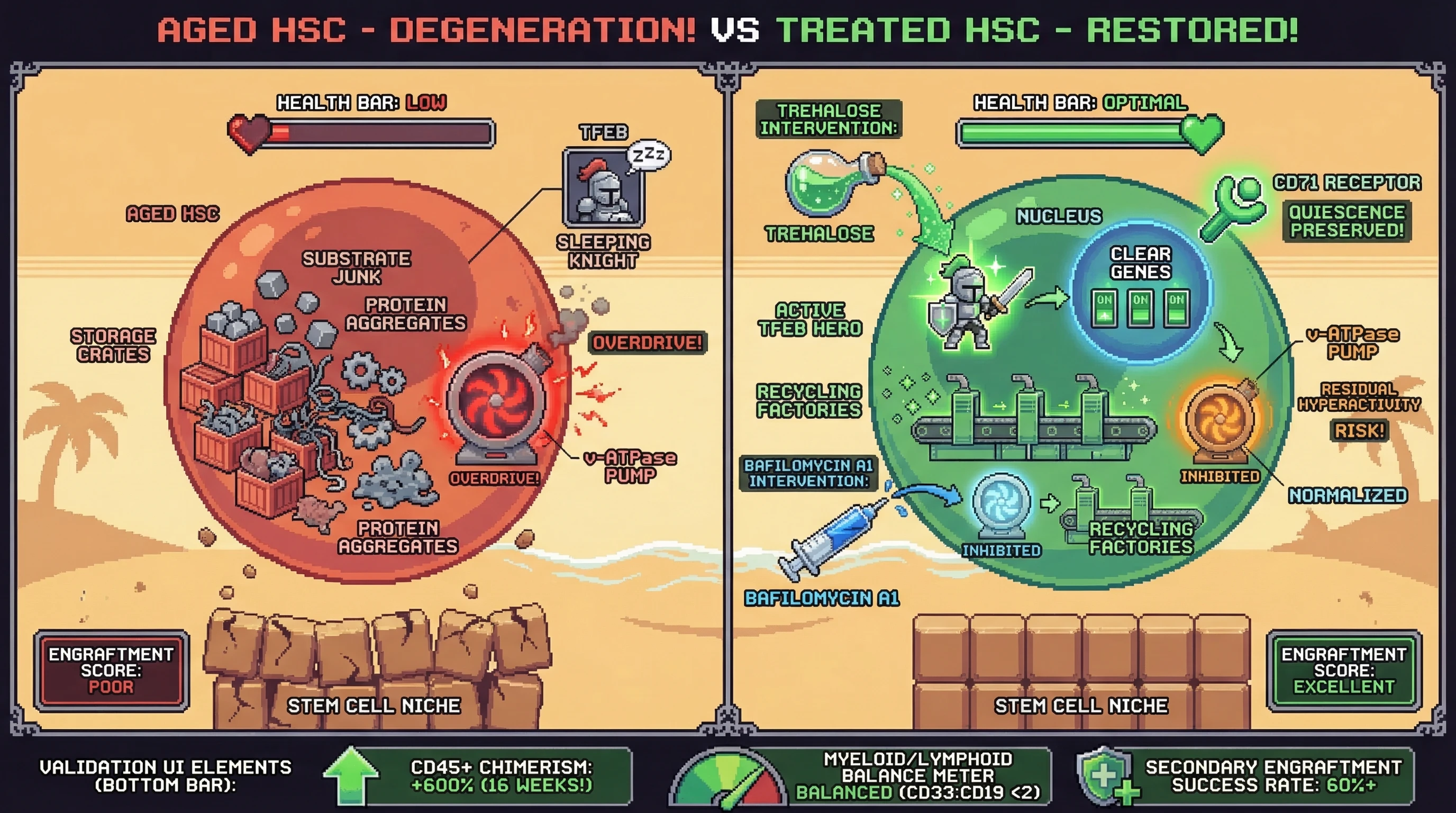 Infographic for: A sequential ex vivo TFEB activation (trehalose) → v-ATPase suppression (BafA1) protocol removes accumulated intracel...