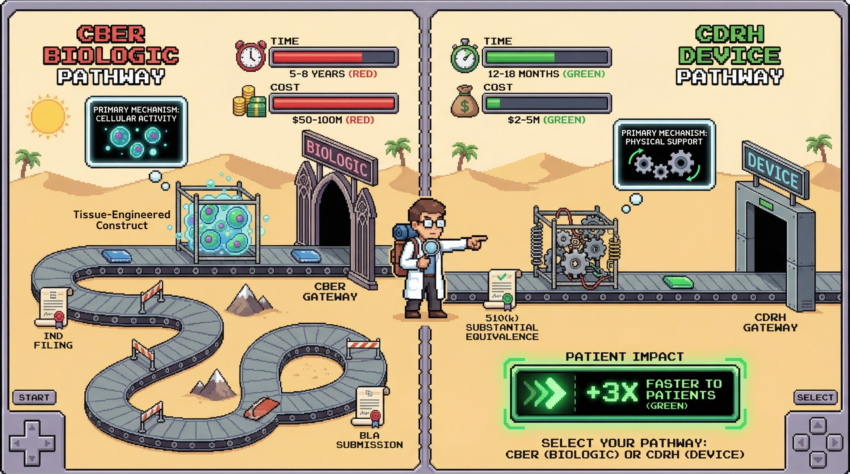 Infographic for: Device vs Biologics—Why Tissue Engineering Hits Patients 3x Faster Through Strategic Classification