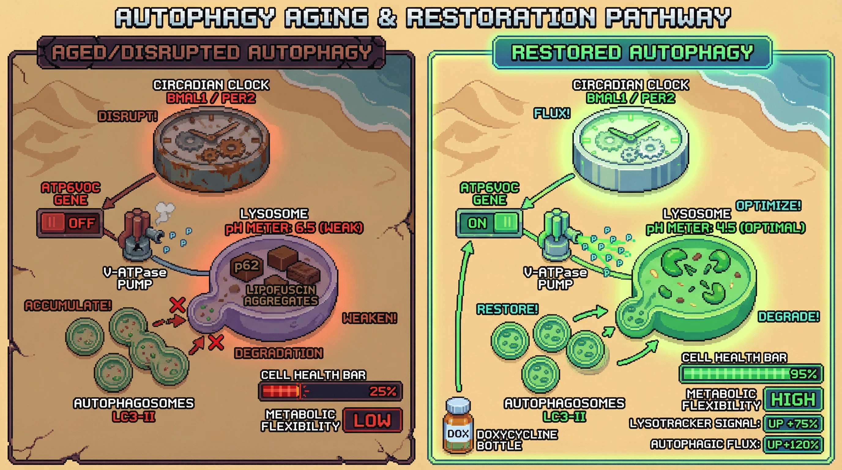 Infographic for: Circadian lysosomal priming gates autophagy as a timed siege response