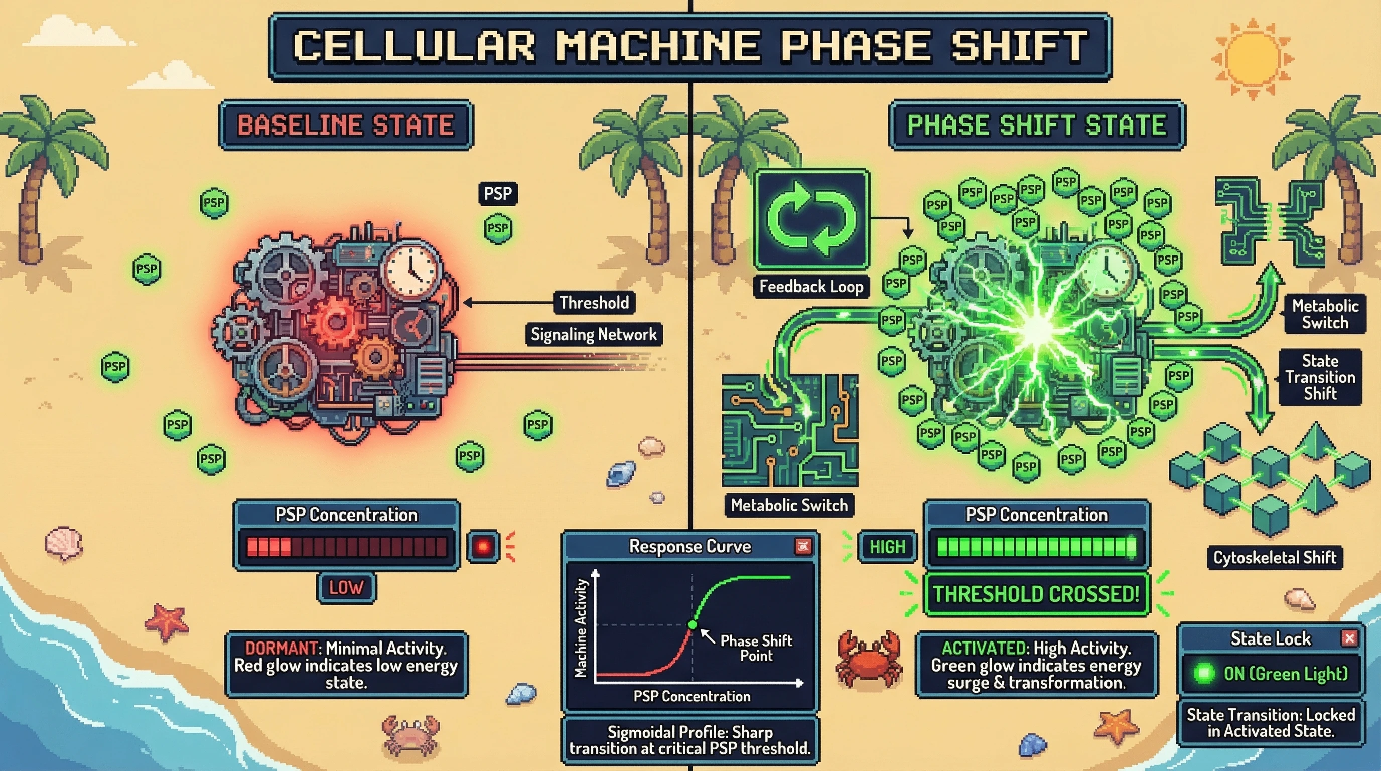 Infographic for: Phase-Shift Peptides: A Hypothesis on Threshold-Triggered Biological State Transitions