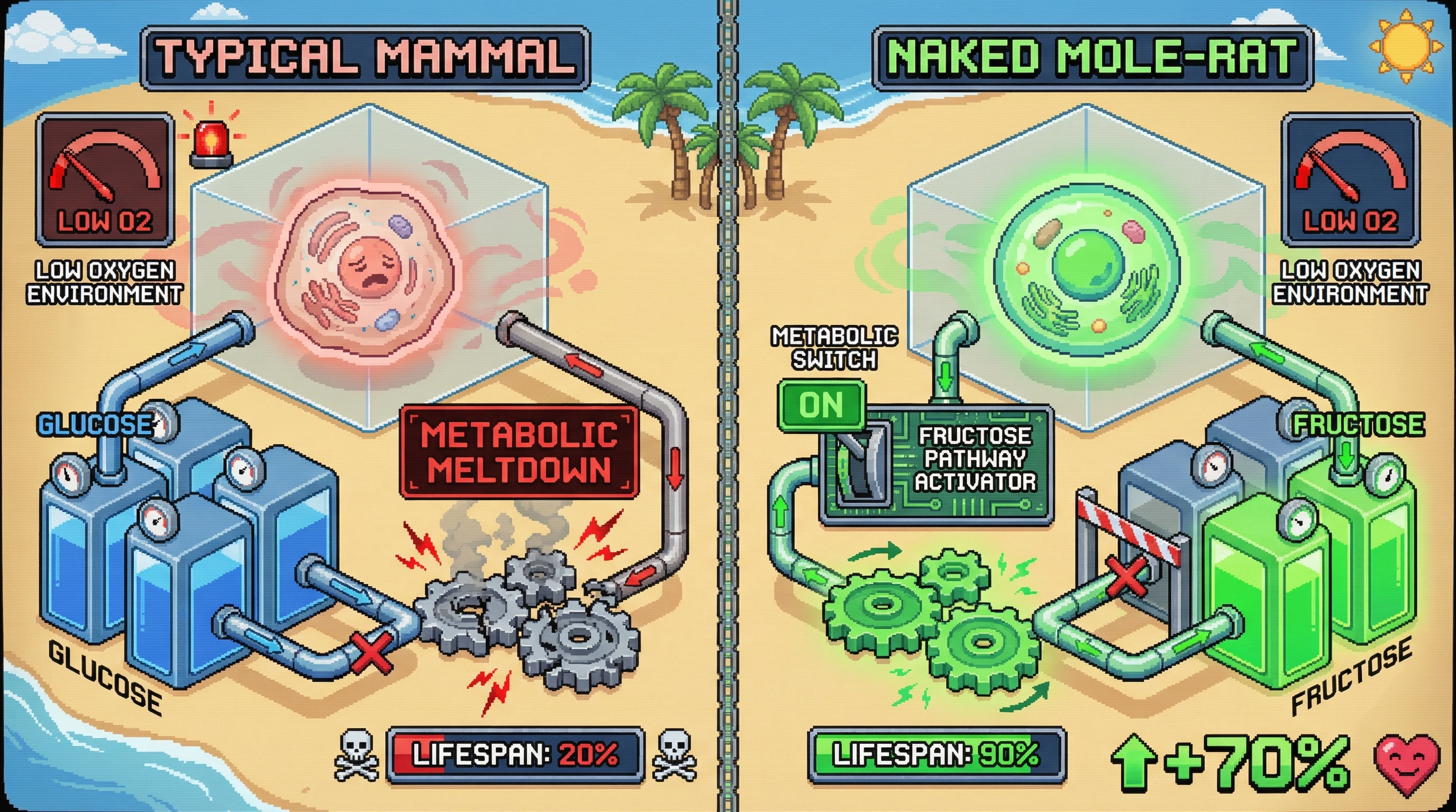 Infographic for: Some animals can flip their metabolism like a switch. The ones that live longest do it best.